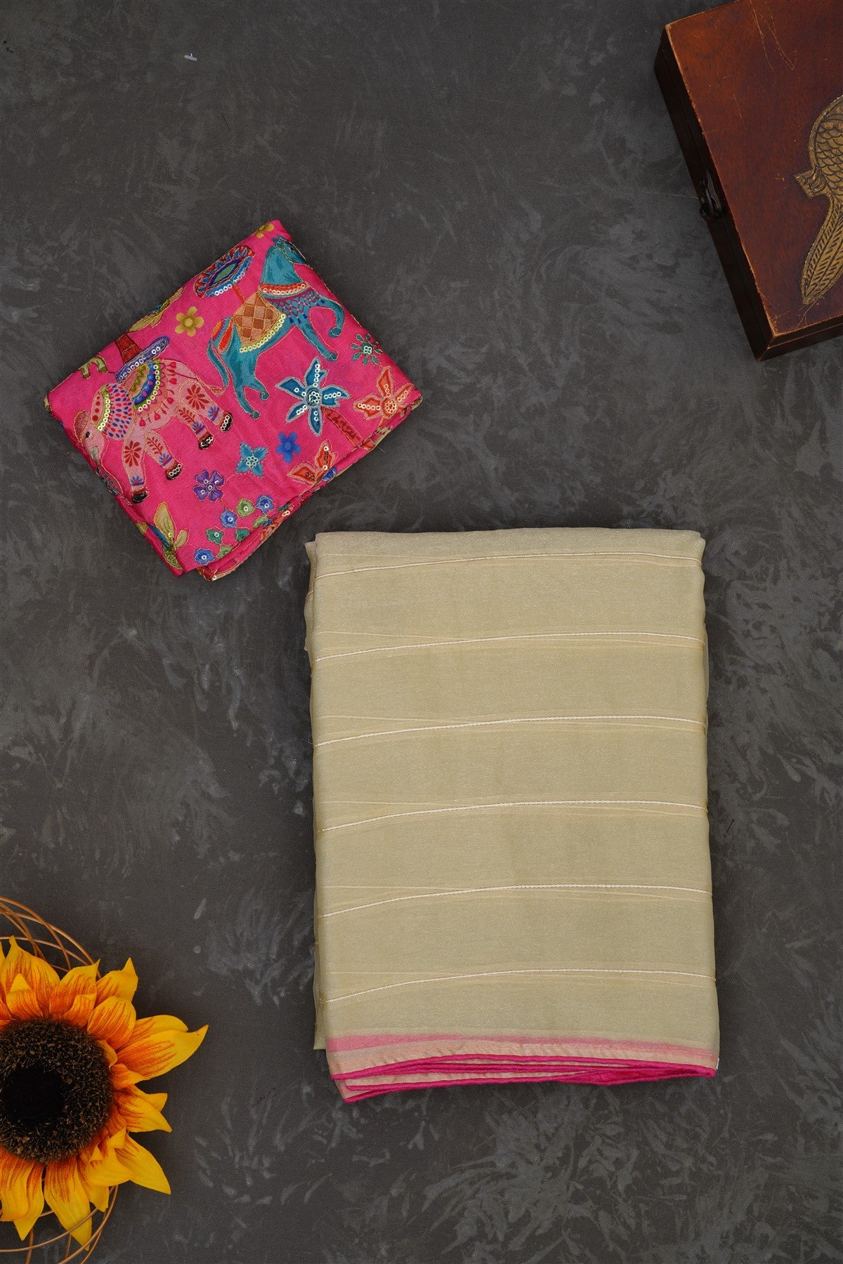 Fancy Georgette Beige Saree