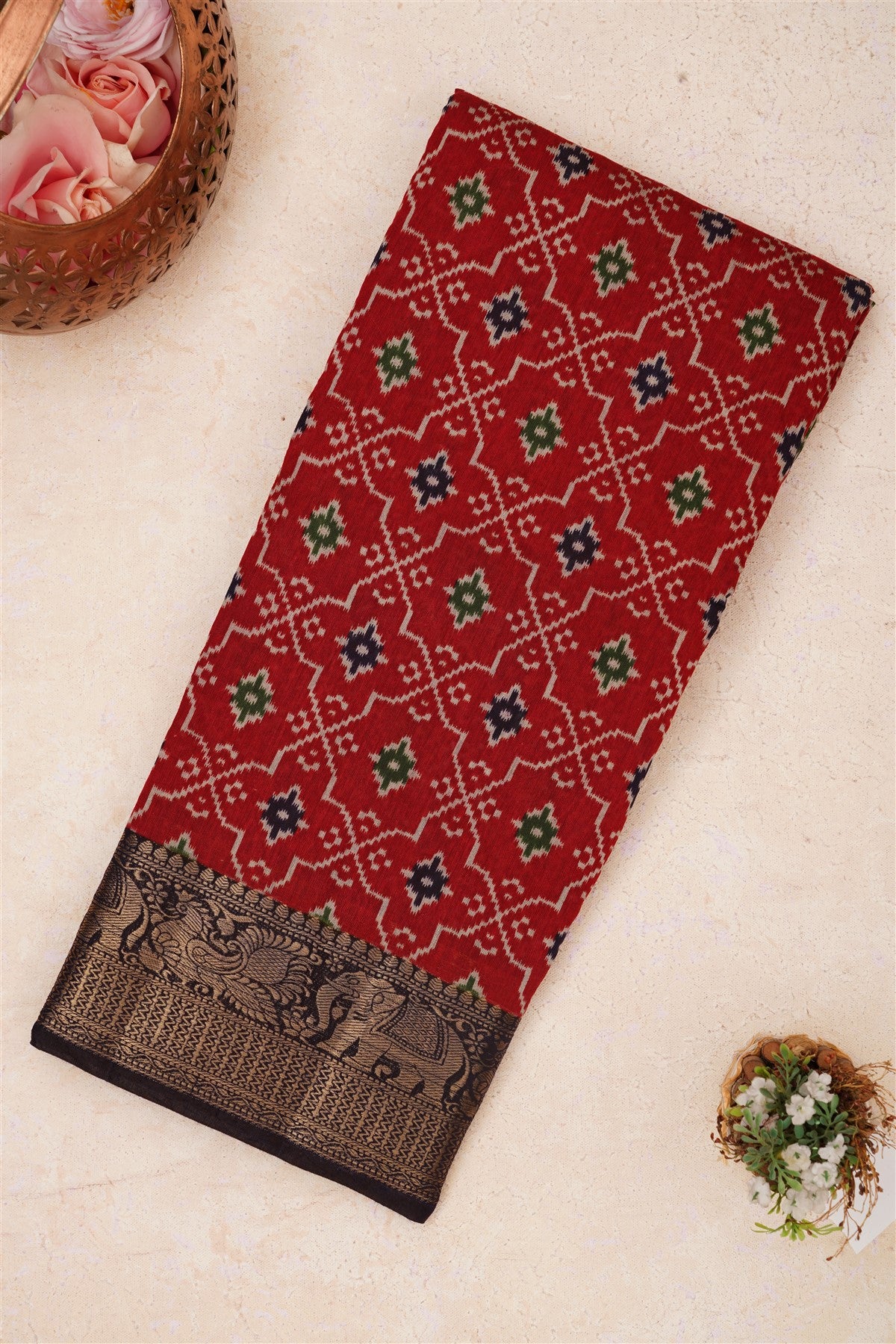Bhagalpur Tussar Silk Maroon Saree