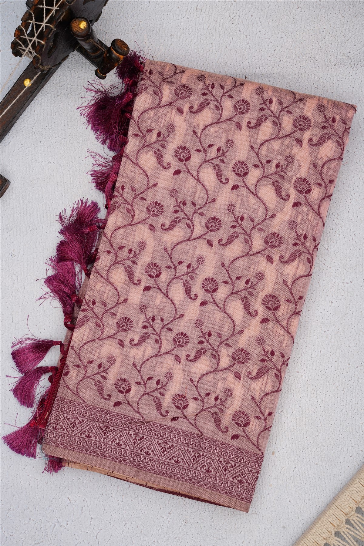 Bhagalpur Puliya Cotton Light Pink Saree