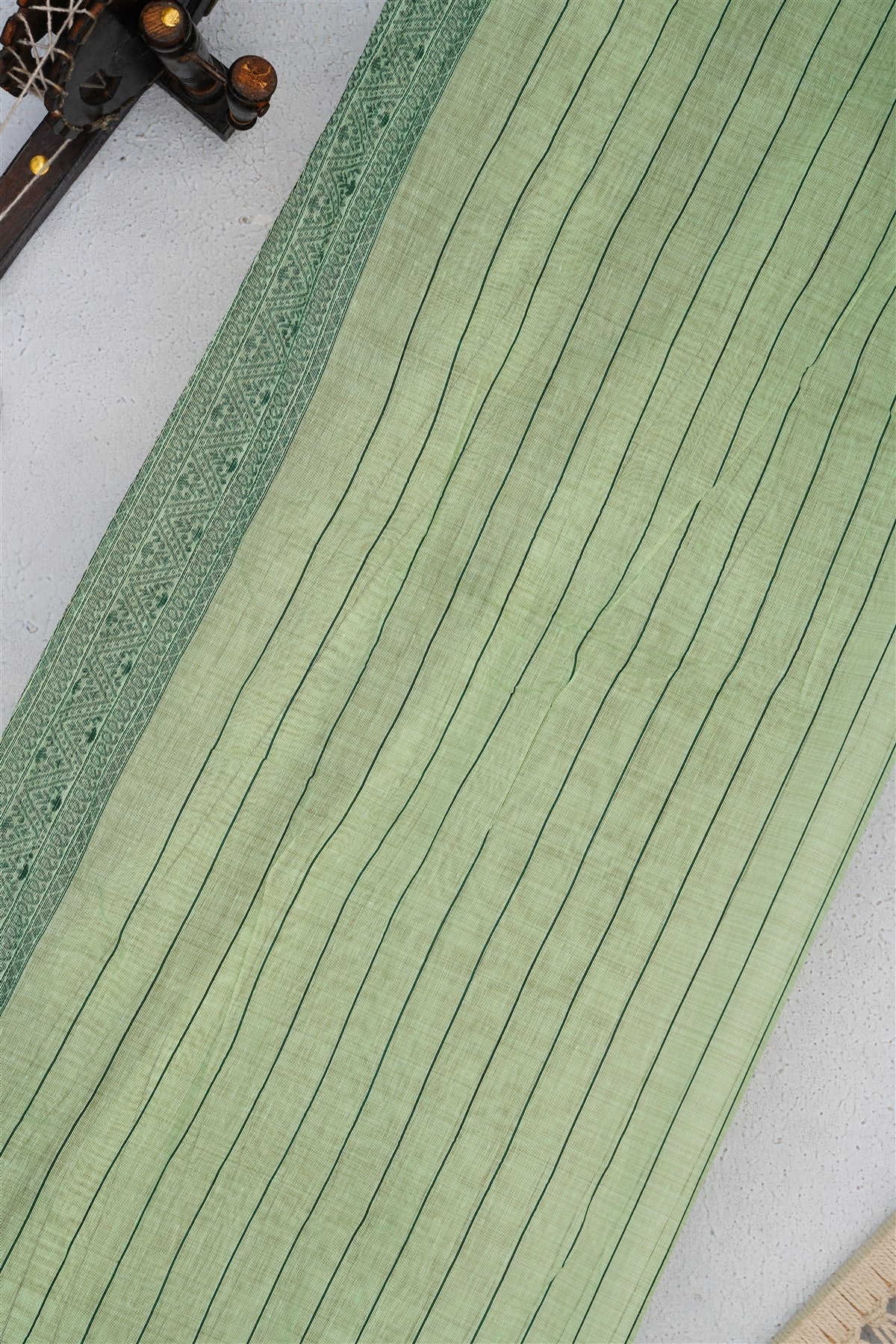 Bhagalpur Puliya Cotton Light Sea Green Saree