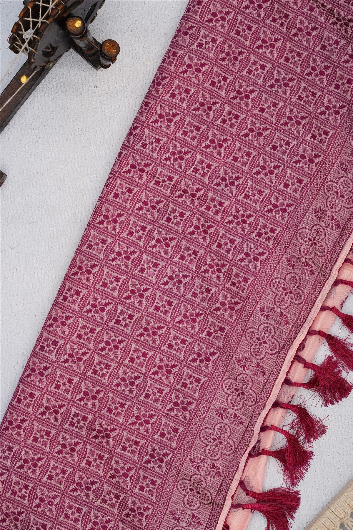 Bhagalpur Puliya Cotton Light Pink Saree