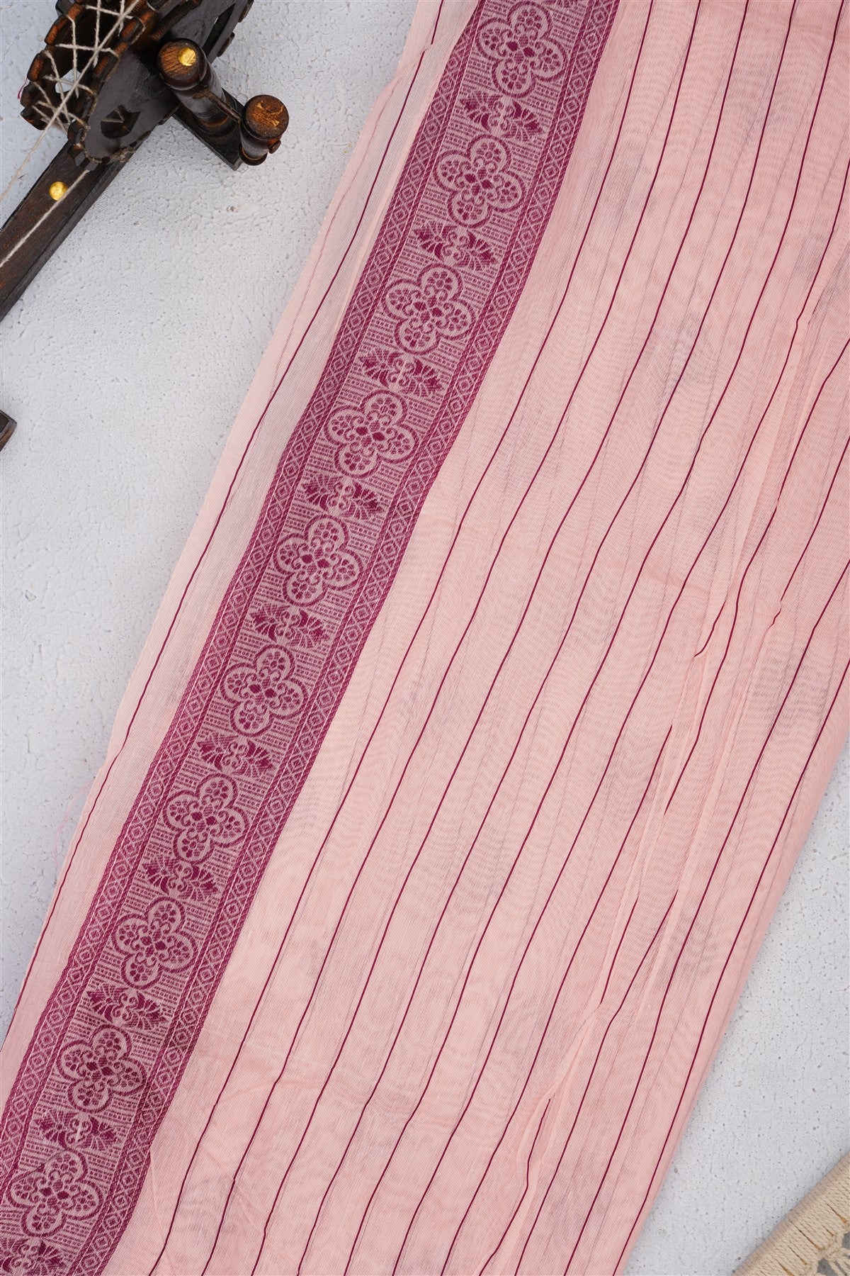 Bhagalpur Puliya Cotton Light Pink Saree