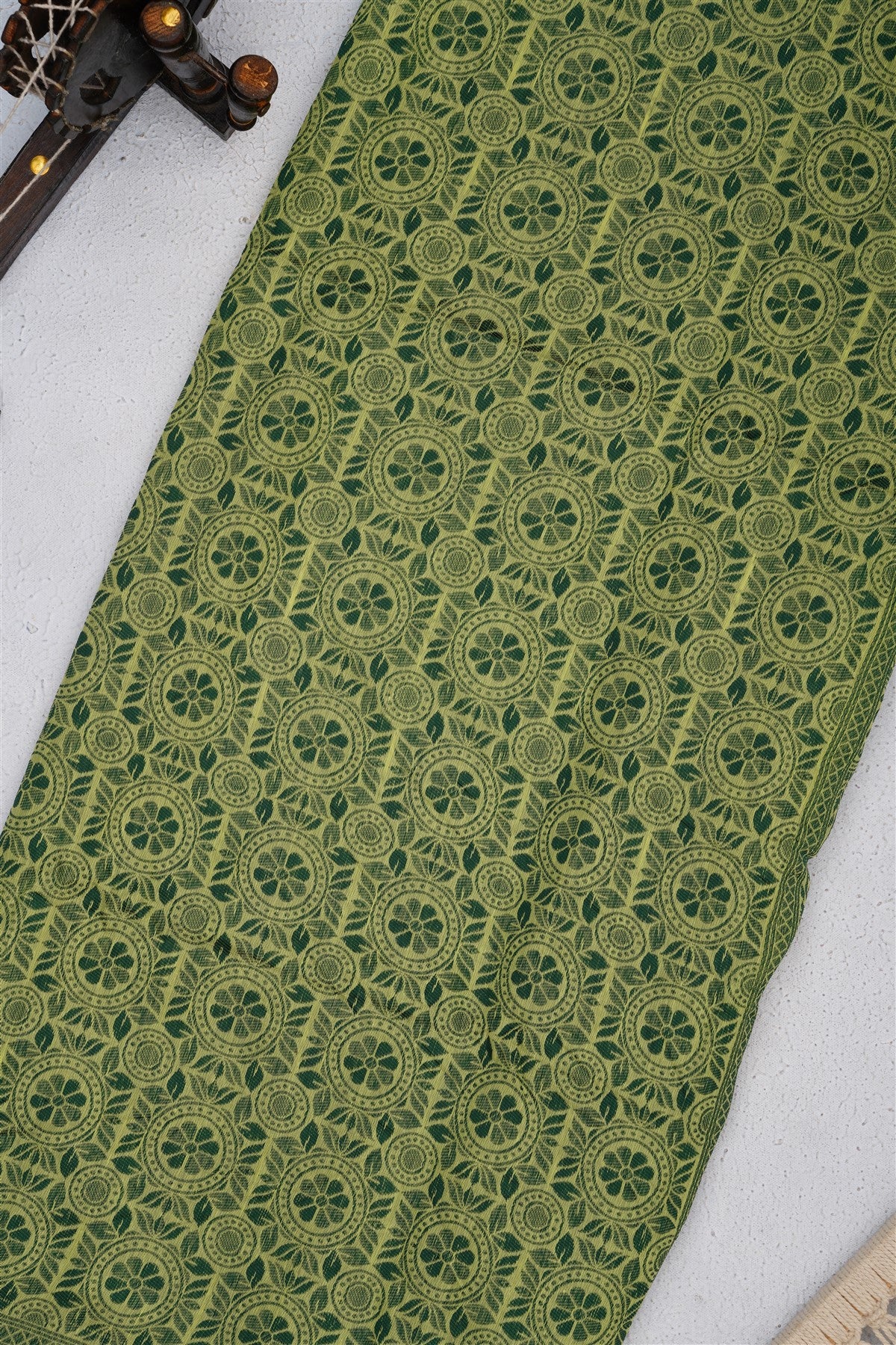 Bhagalpur Puliya Cotton Light Green Saree