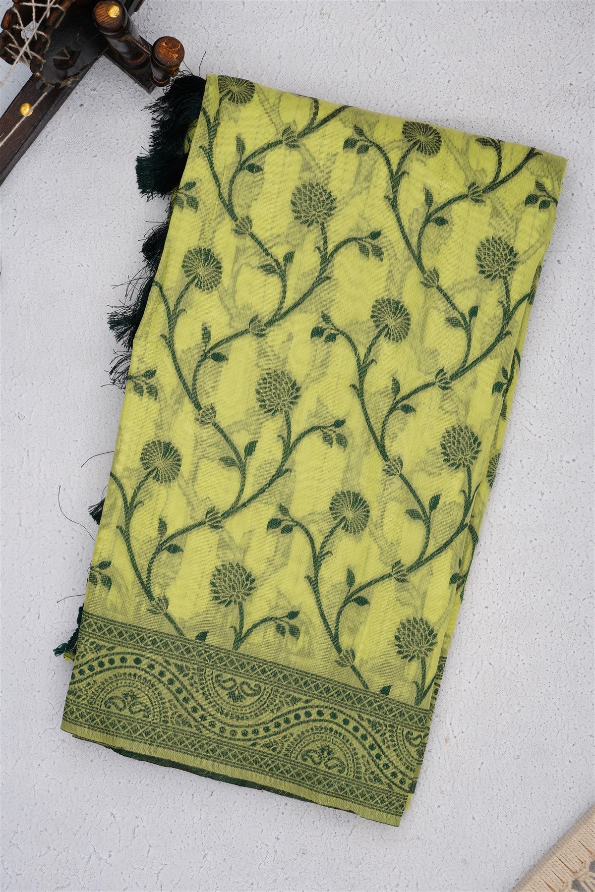 Bhagalpur Puliya Cotton Light Green Saree