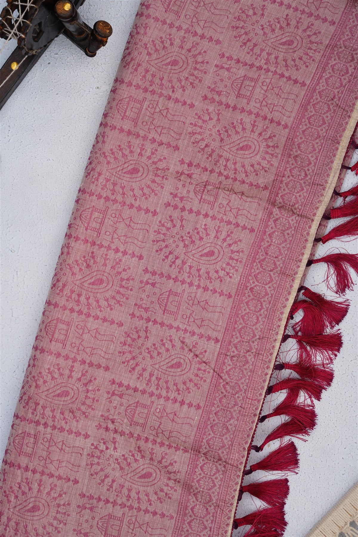 Bhagalpur Puliya Cotton Cream Saree