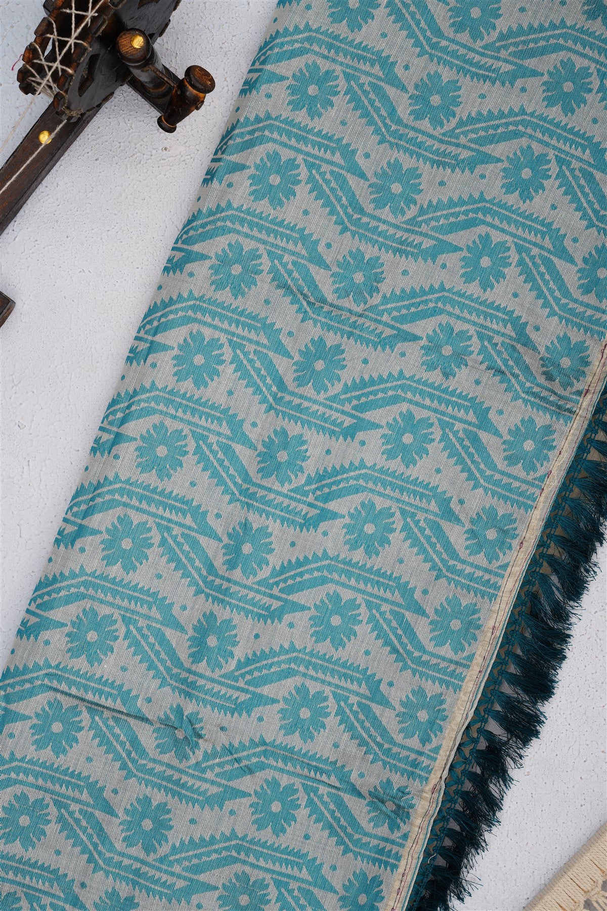 Bhagalpur Puliya Cotton Cream Saree