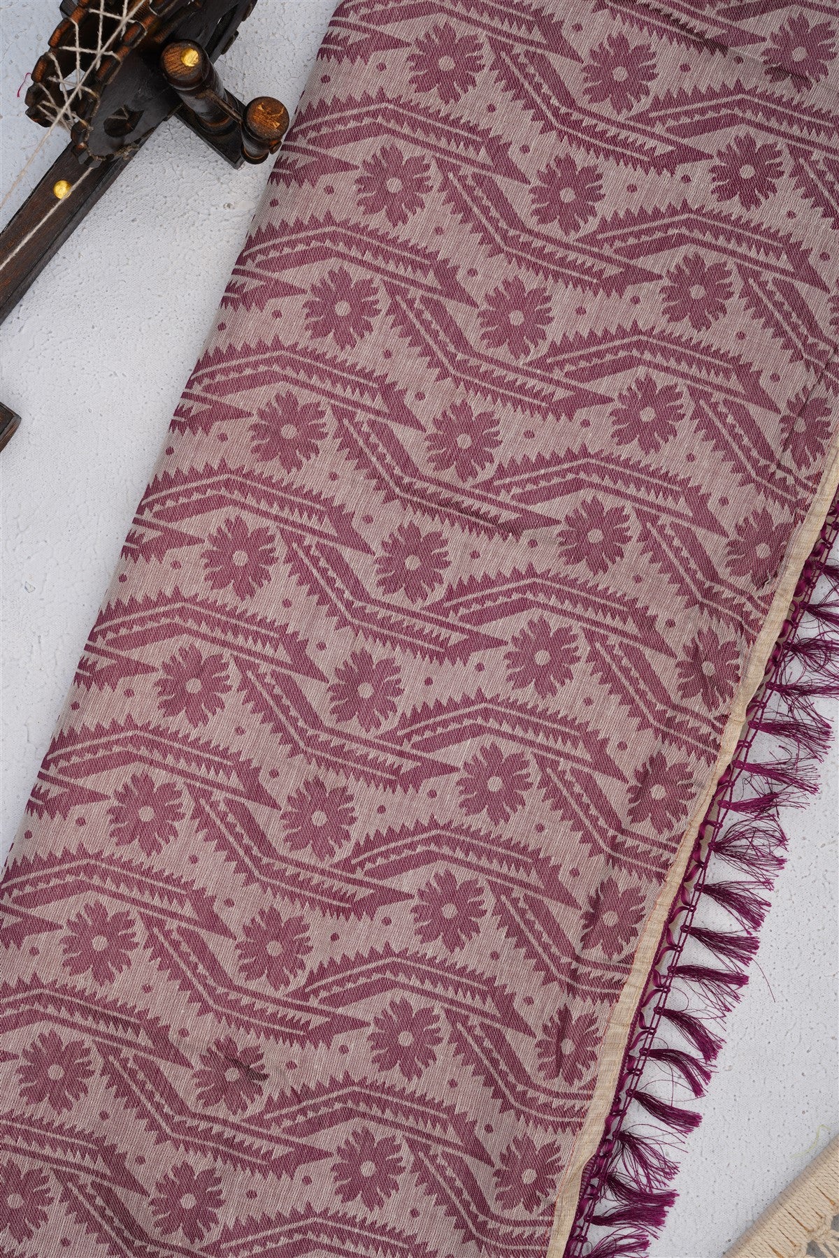 Bhagalpur Puliya Cotton Cream Saree