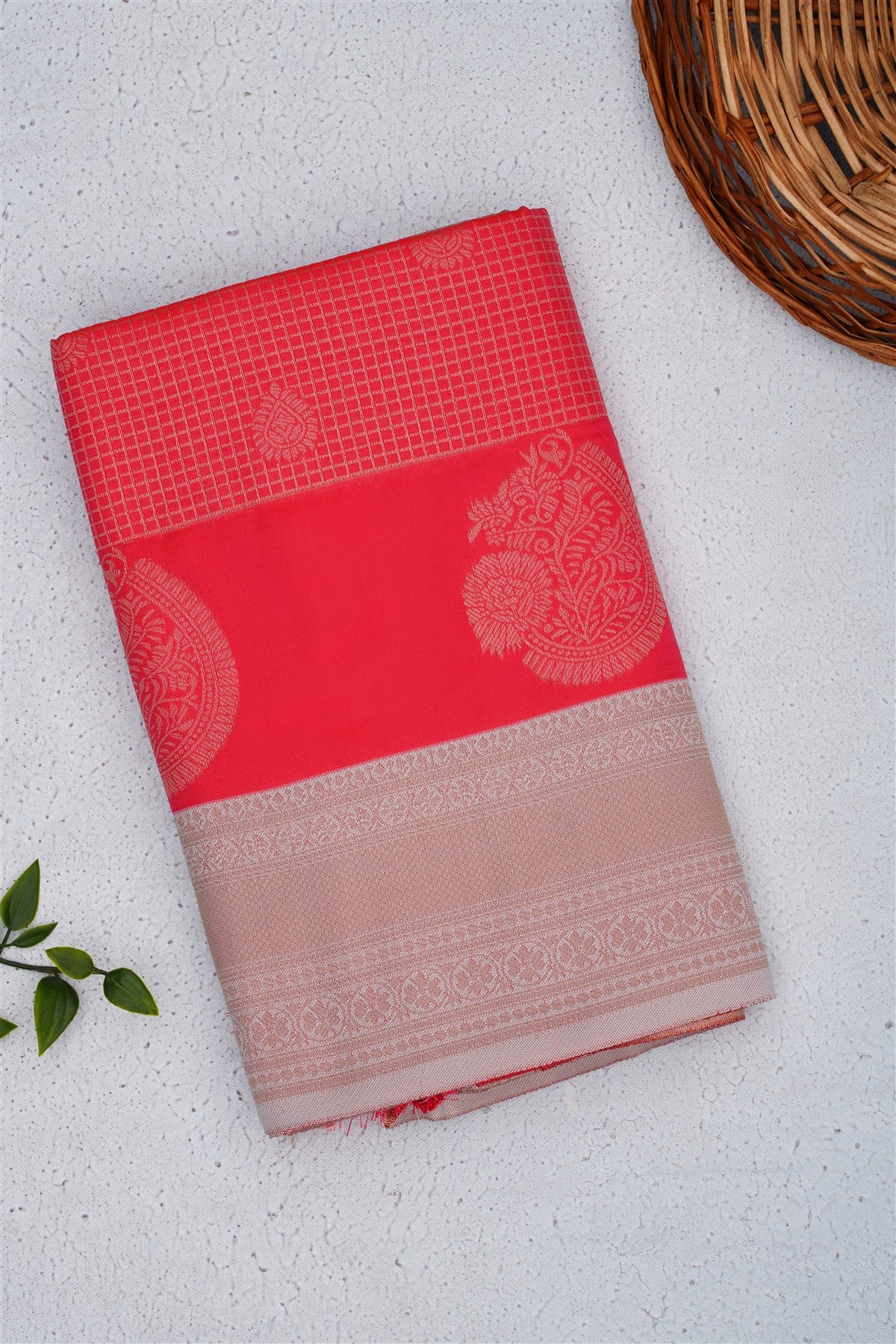 Banarasi Soft Silk Coral Saree