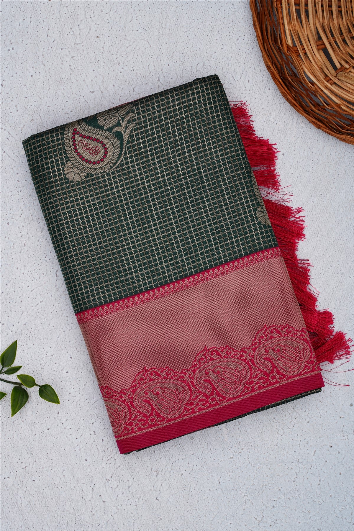 Banarasi Soft Silk Dark Green Saree