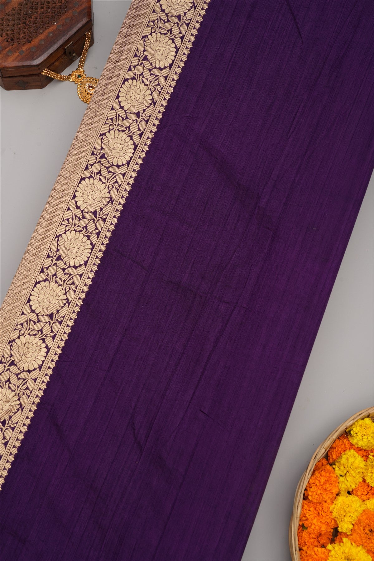Banarasi Semi Kaddi Georgette Dark Pink Saree