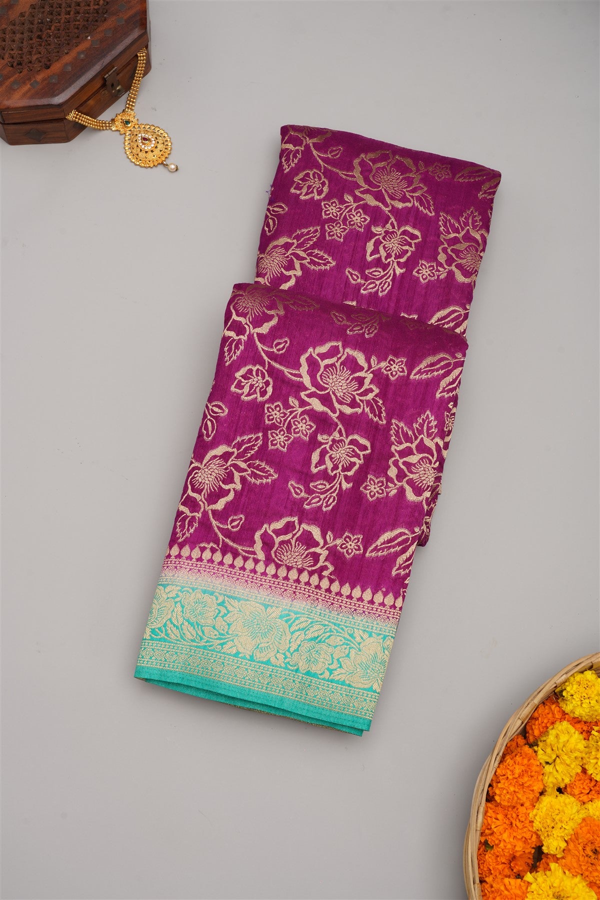 Banarasi Semi Kaddi Georgette Purple Saree