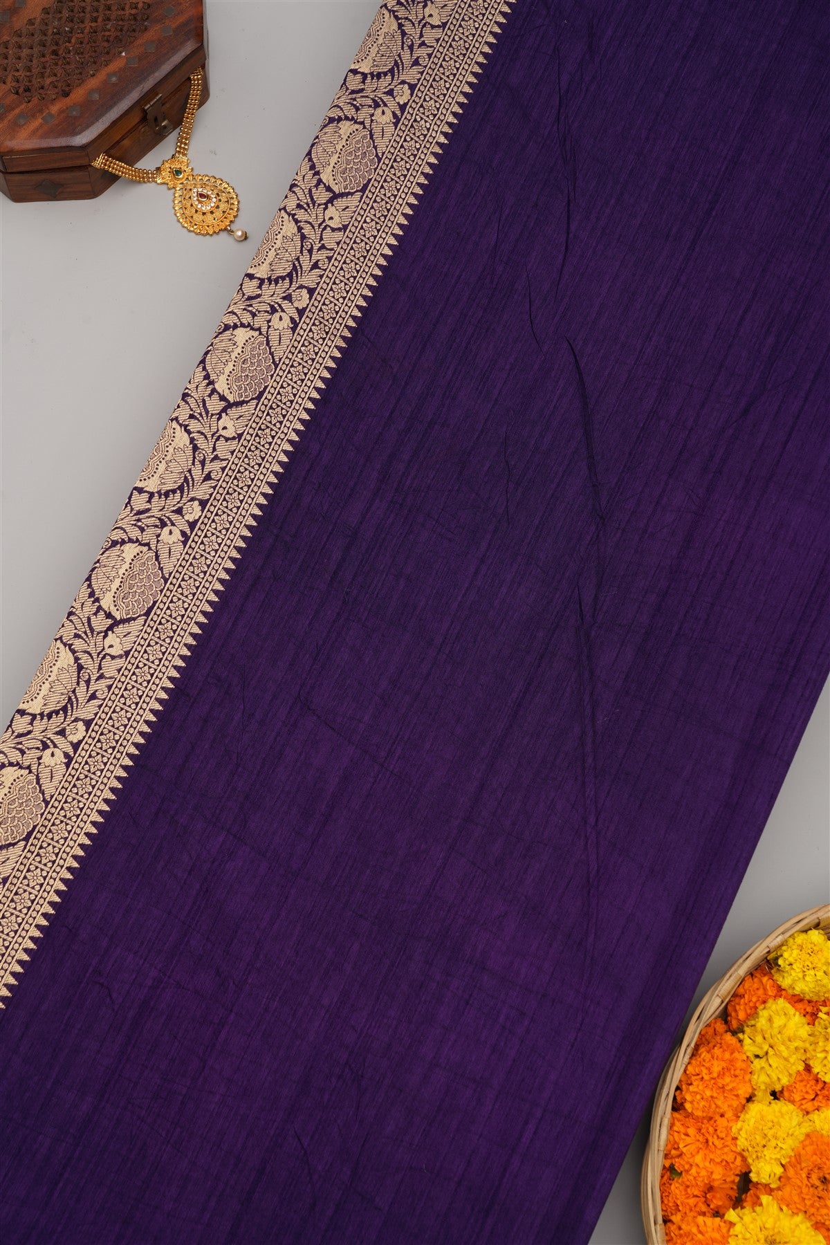 Banarasi Semi Kaddi Georgette Dark Pink Saree