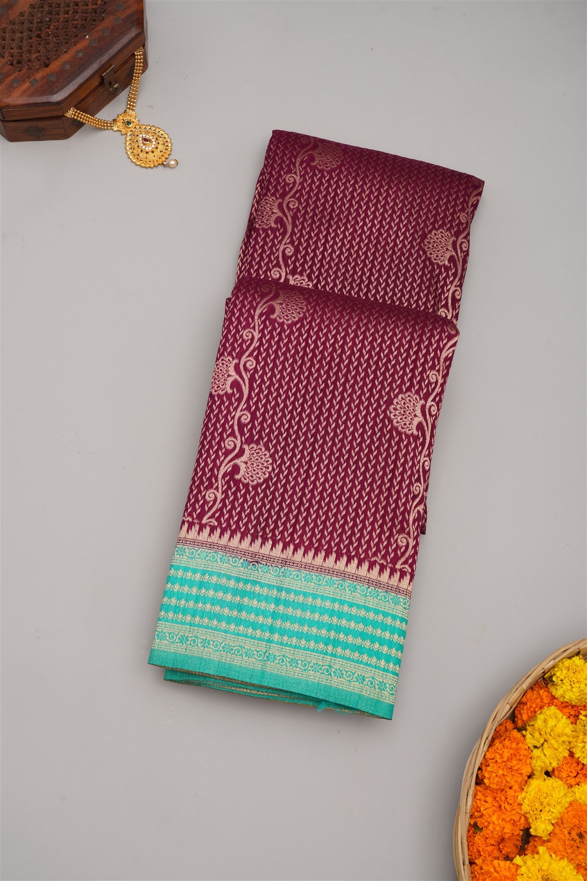 Banarasi Semi Kaddi Georgette Purple Saree