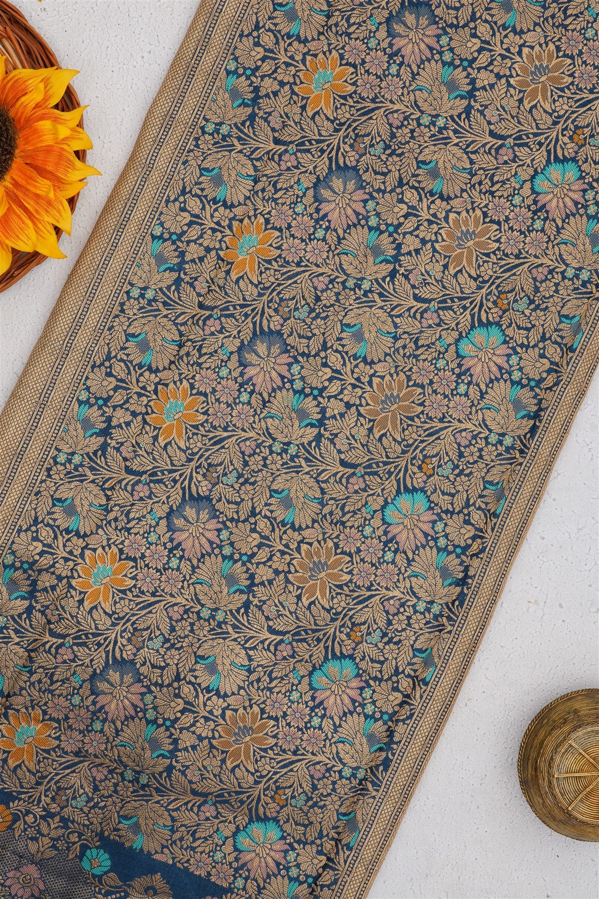 Banarasi Russian Silk Dark Blue Saree