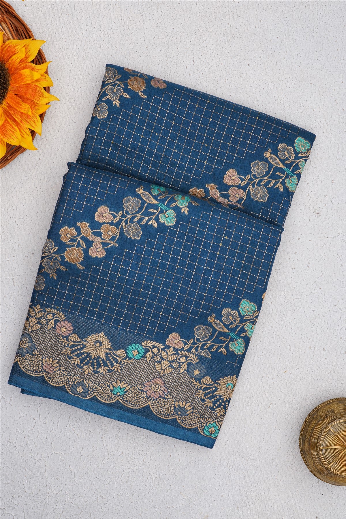 Banarasi Russian Silk Dark Blue Saree