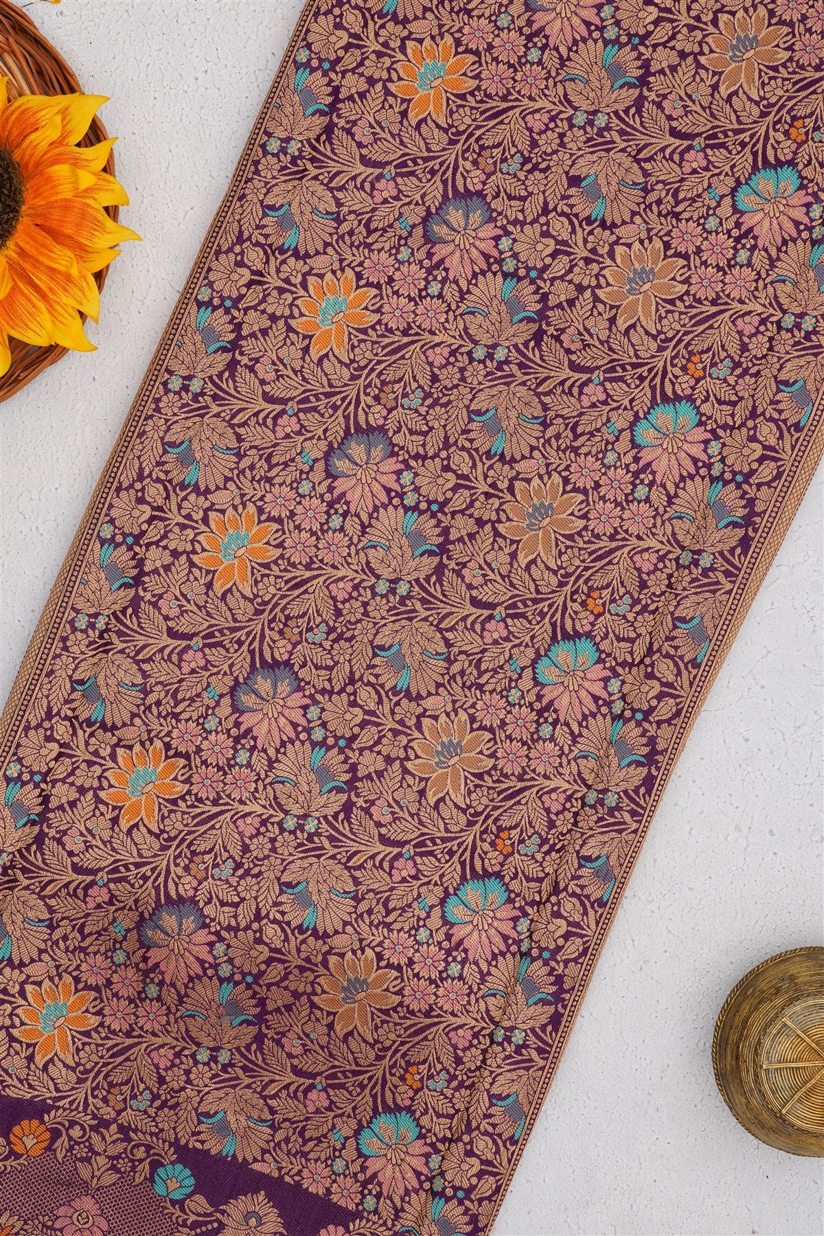 Banarasi Russian Silk Violet Saree