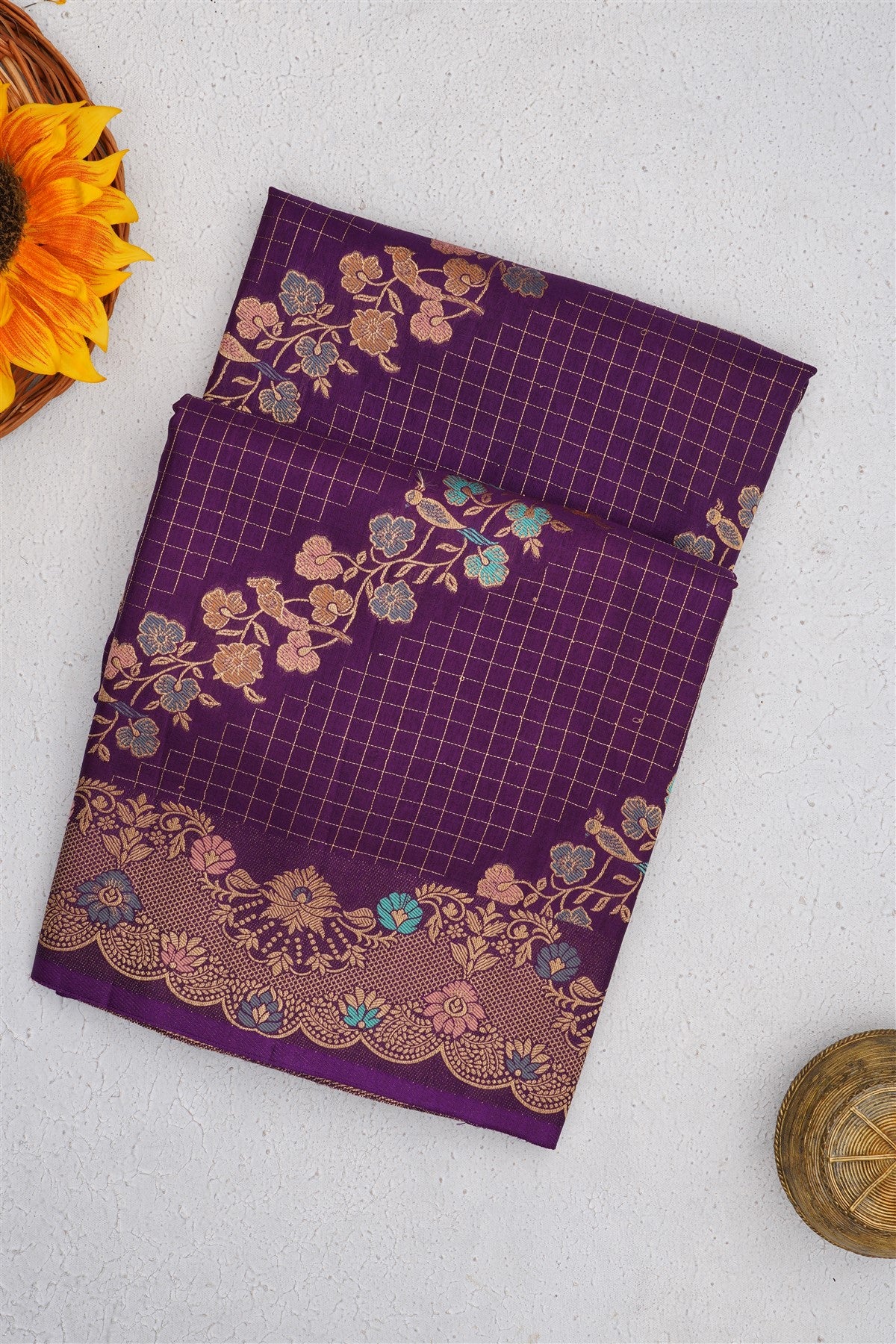 Banarasi Russian Silk Violet Saree