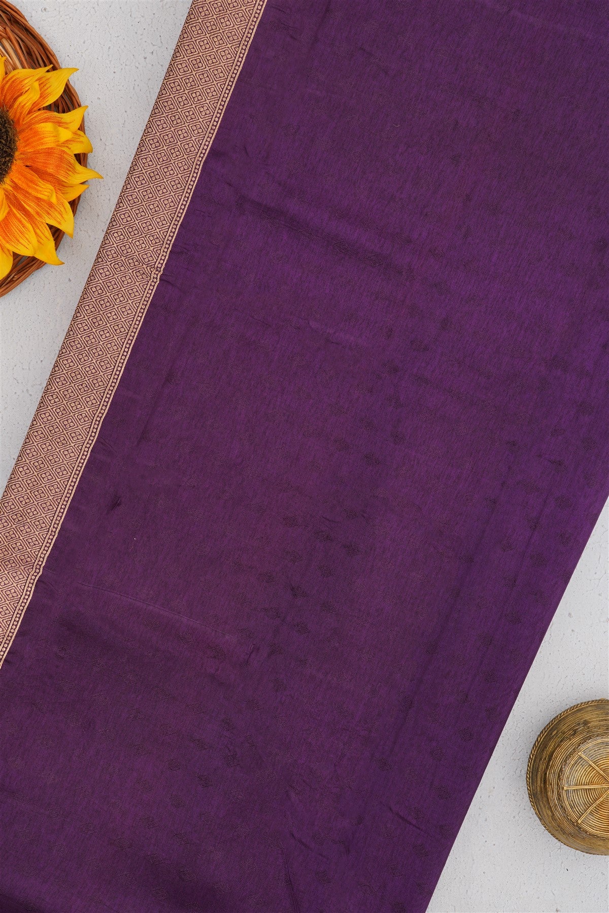Banarasi Russian Silk Dark Orange Saree