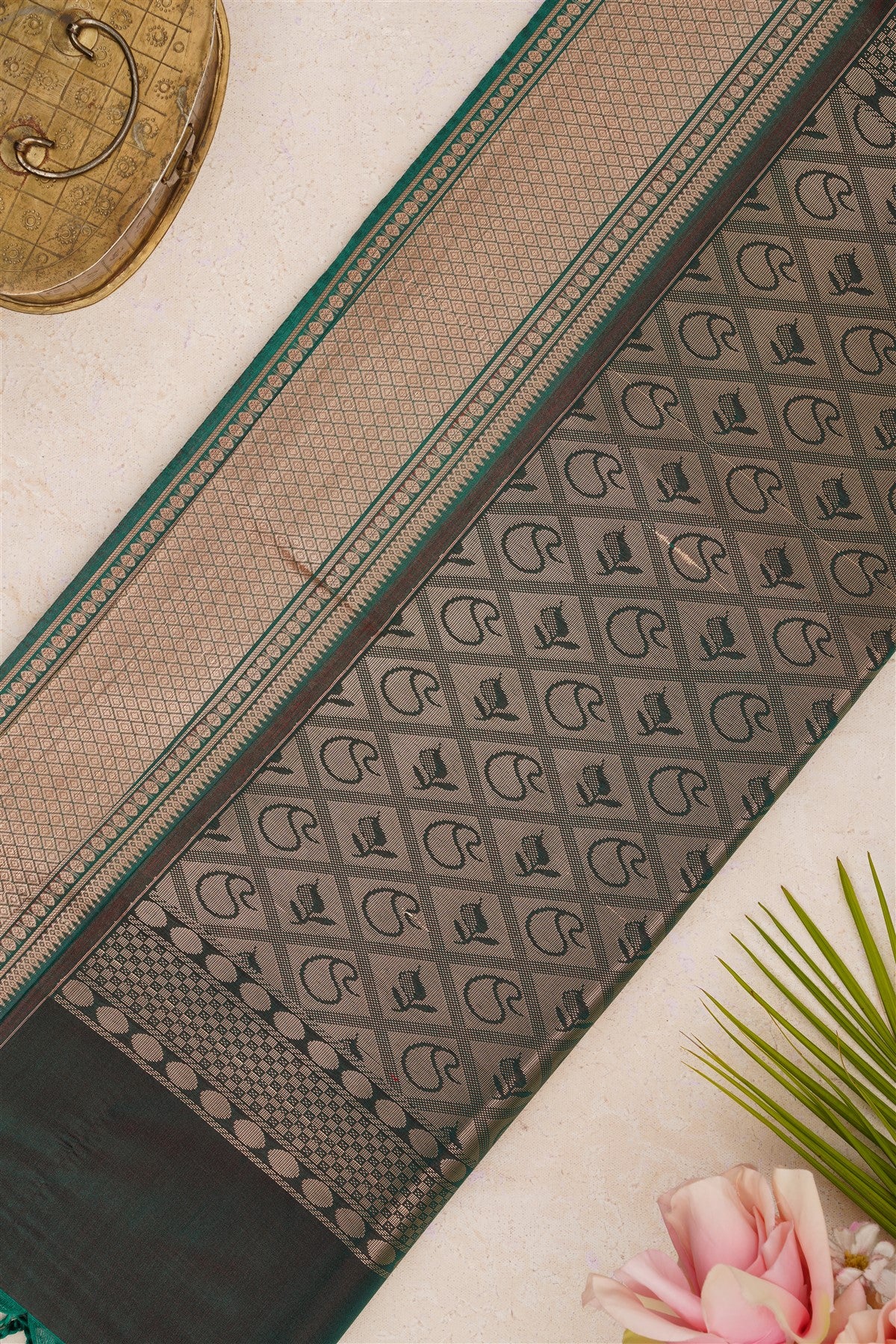 Semi Pattu Silk Blend Brown Saree
