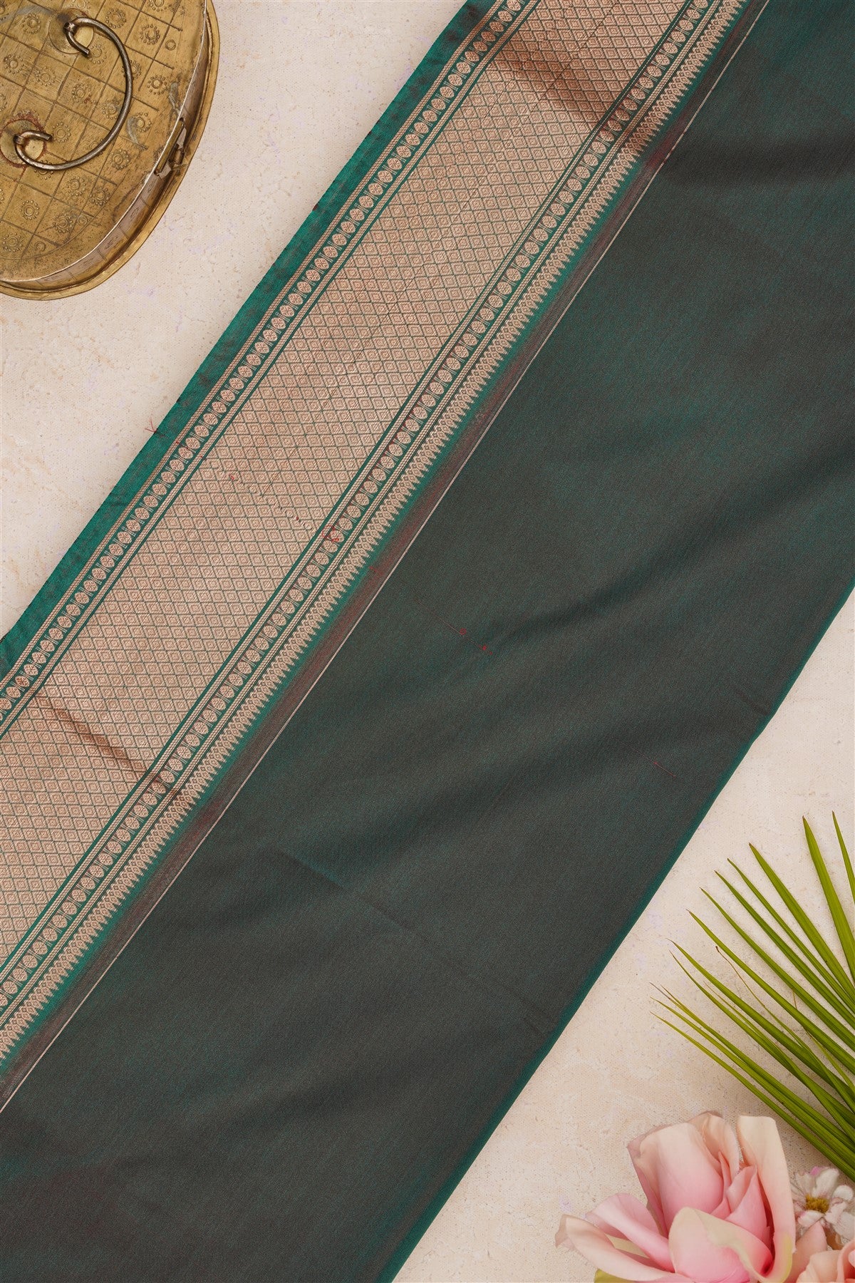 Semi Pattu Silk Blend Brown Saree