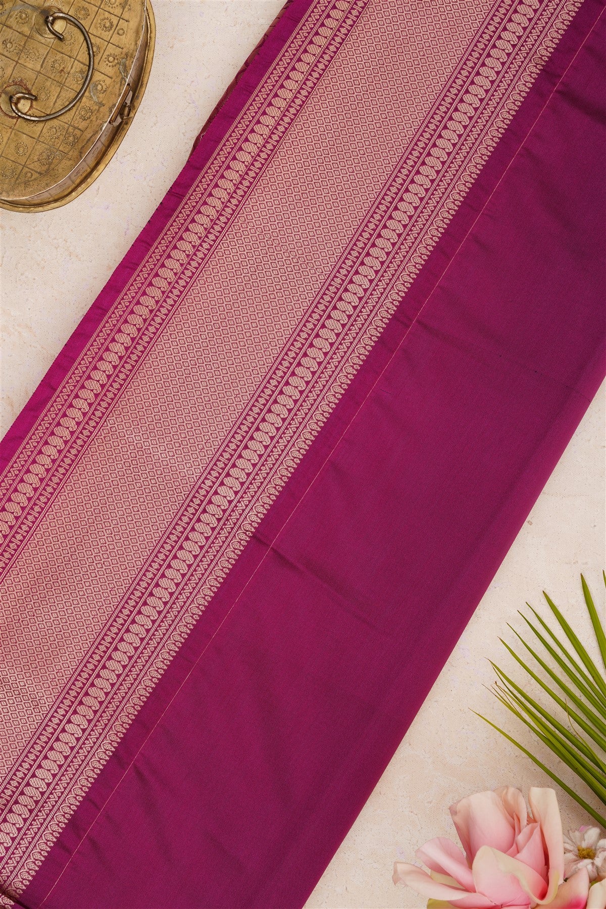 Semi Pattu Silk Blend Dark Green Saree