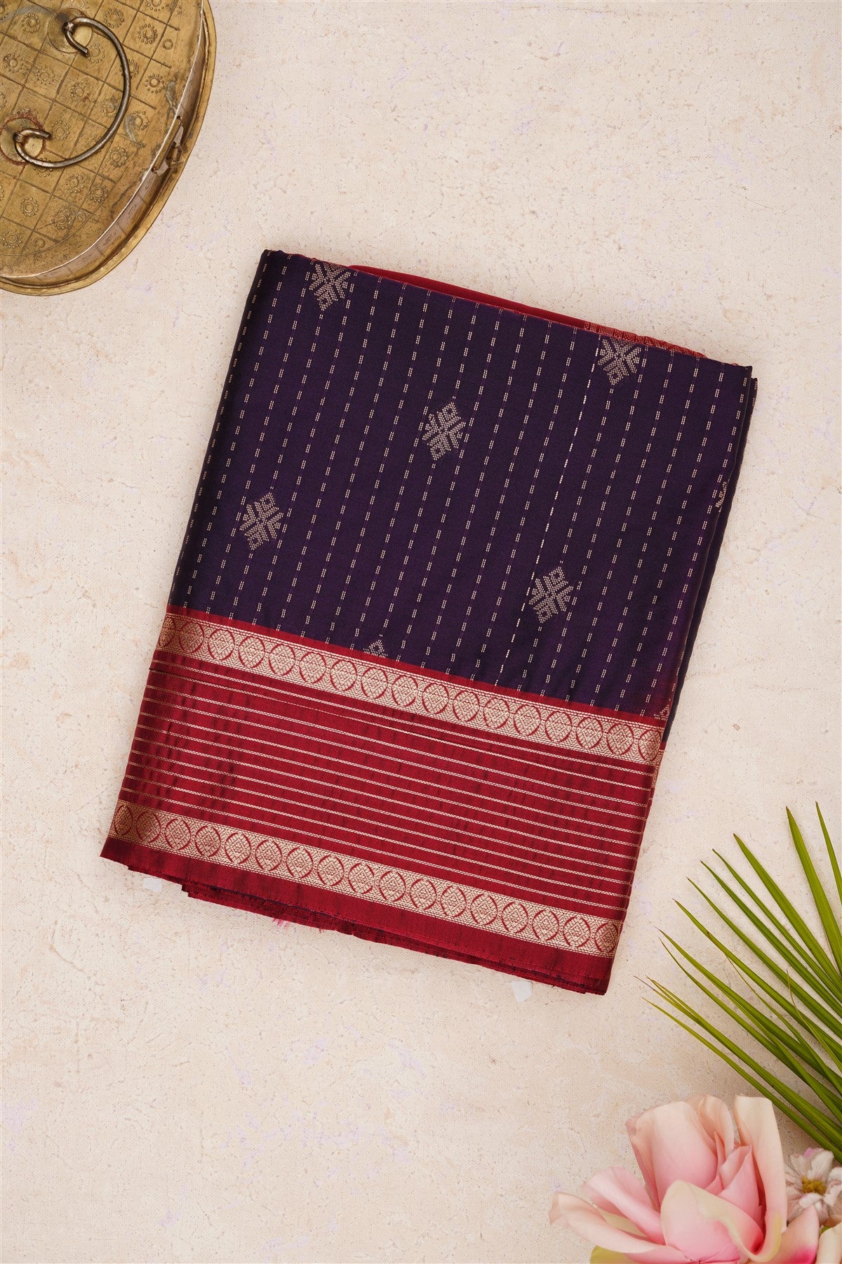 Semi Pattu Silk Blend Dark Violet Saree