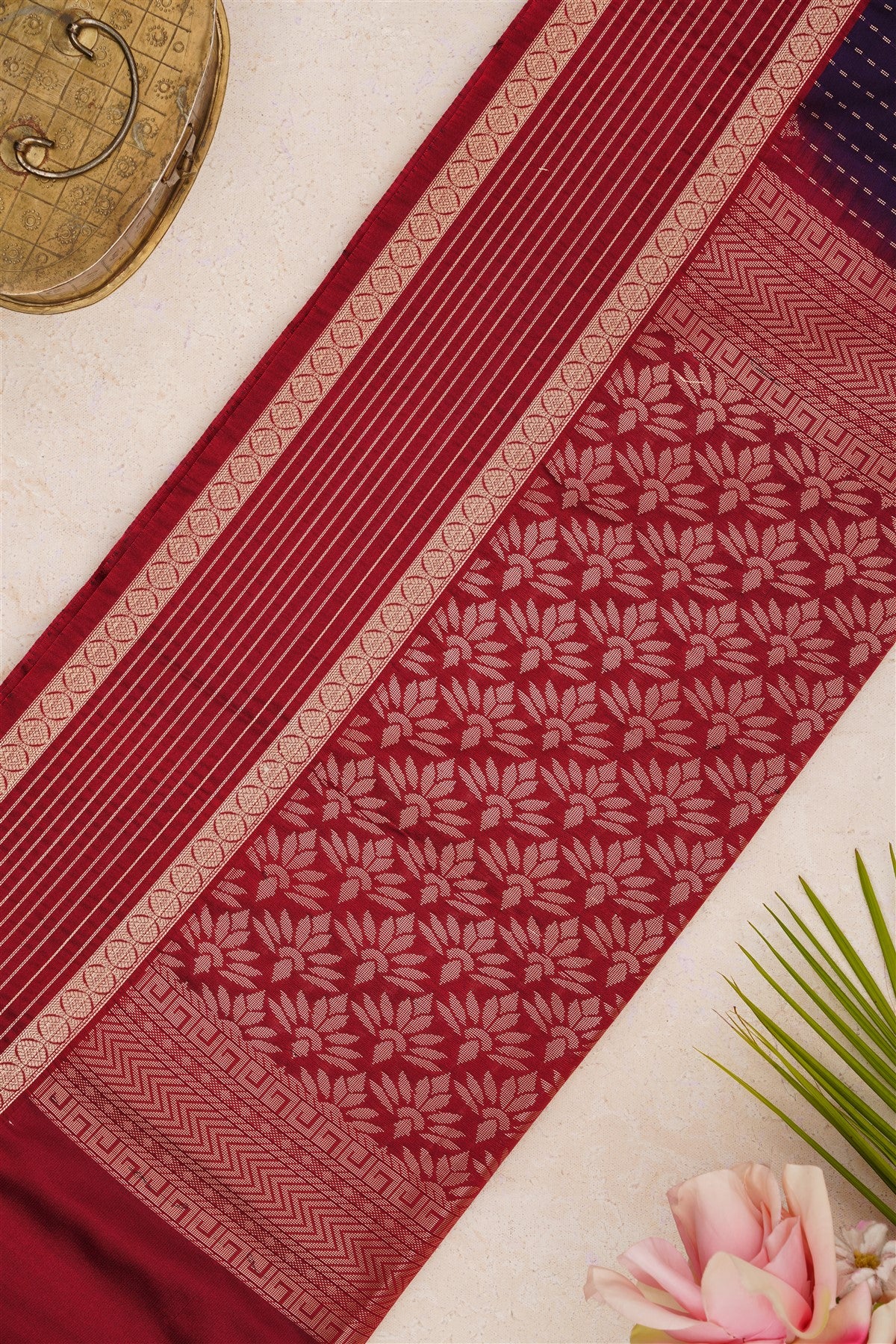 Semi Pattu Silk Blend Dark Violet Saree