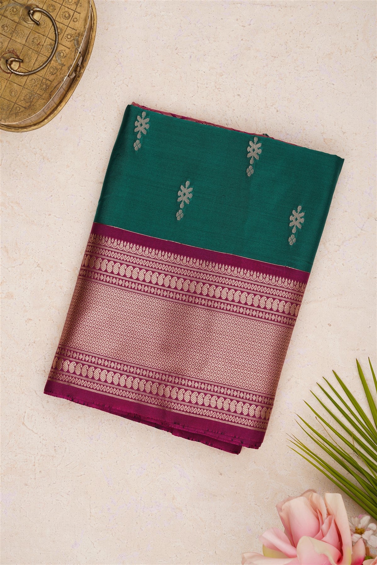 Semi Pattu Silk Blend Green Saree