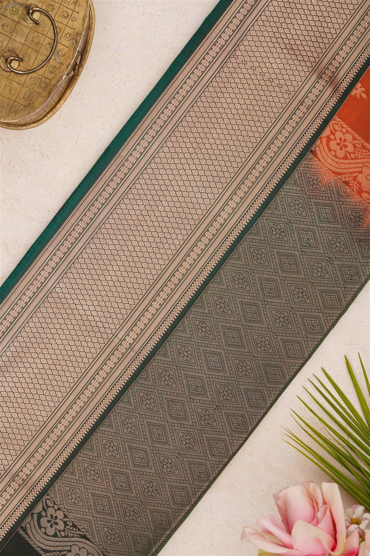 Semi Pattu Silk Blend Light Rust Saree