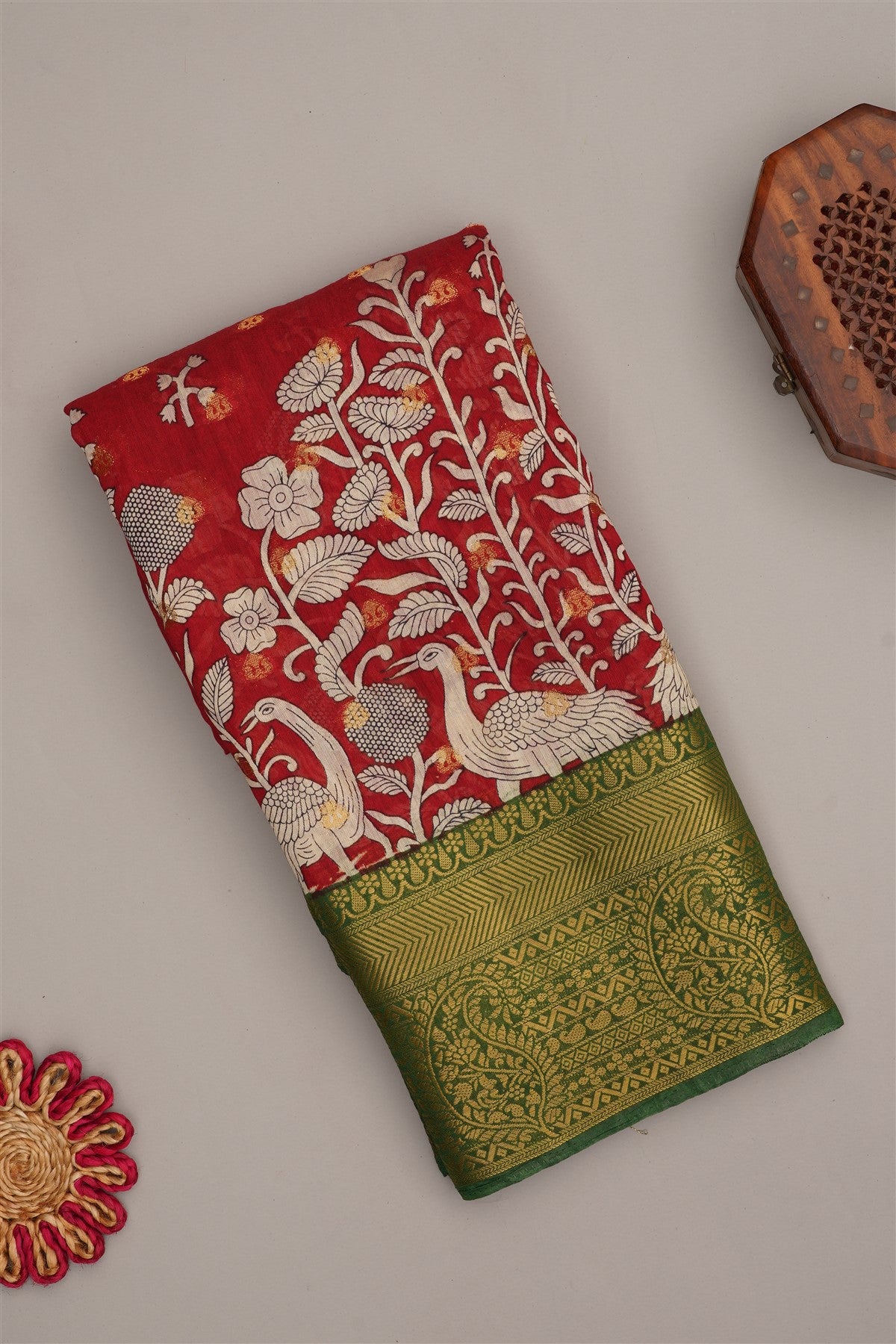 Fancy Modal Silk Kalamkari Print Maroon Saree