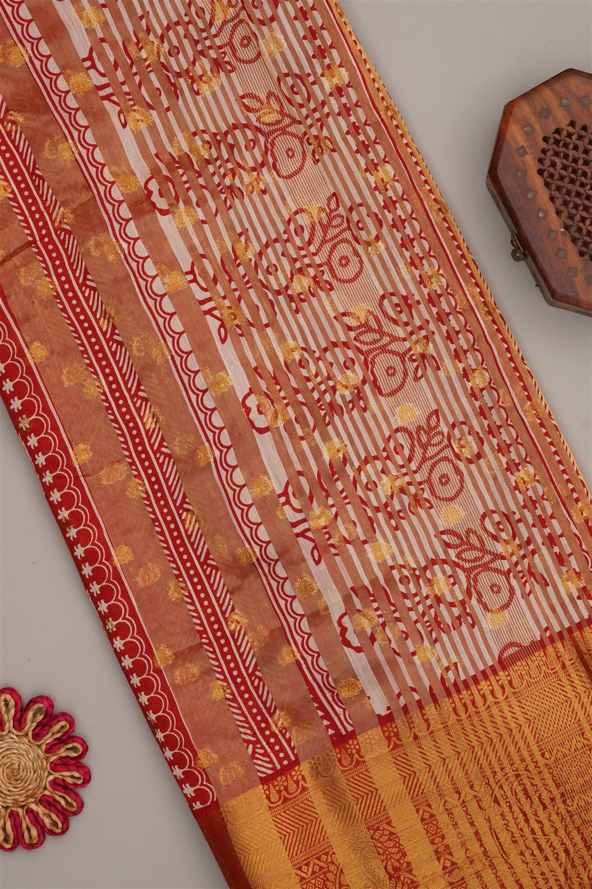 Fancy Modal Silk Kalamkari Print Brick Saree