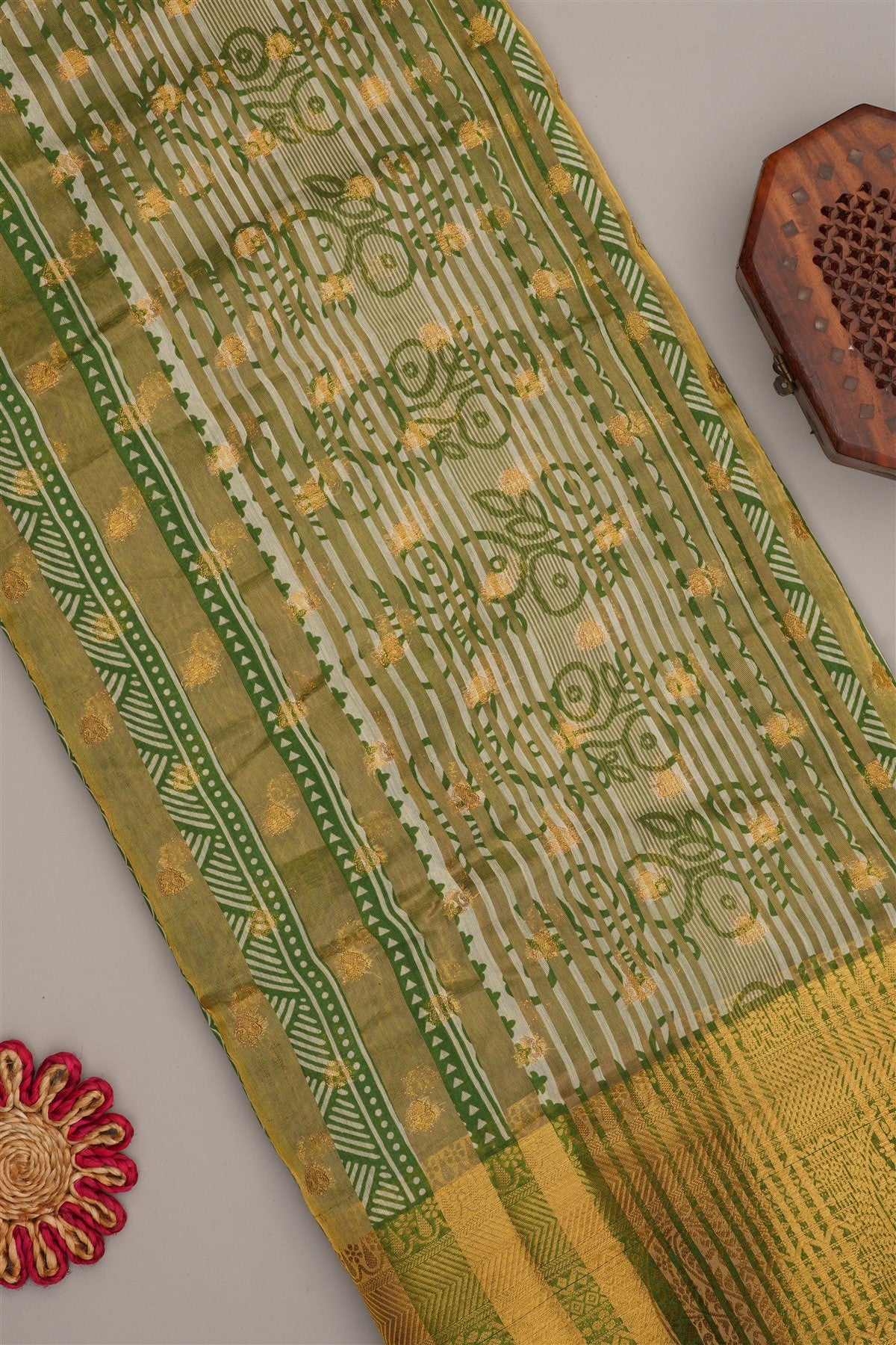 Fancy Modal Silk Kalamkari Print Green Saree