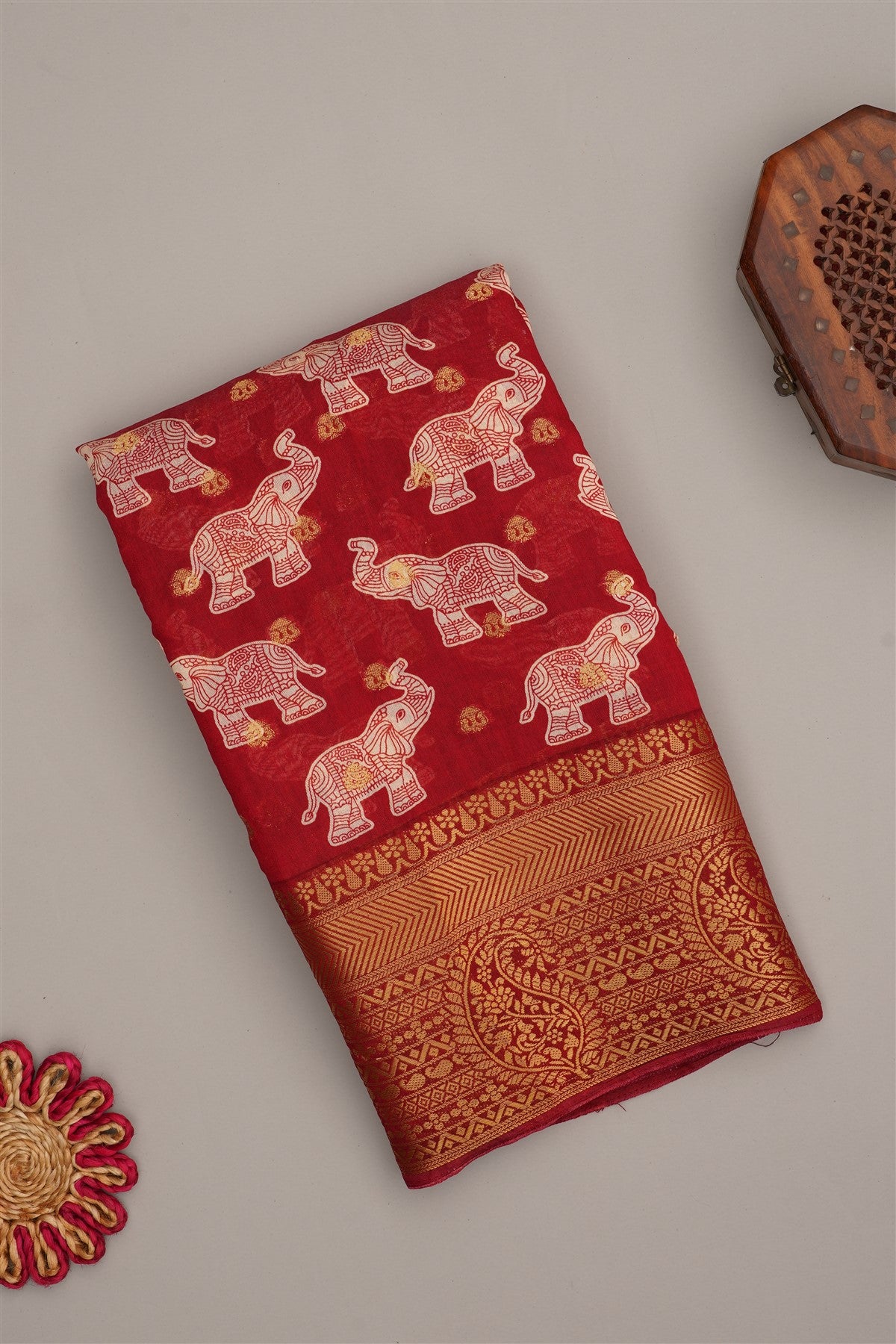 Fancy Modal Silk Kalamkari Print Maroon Saree