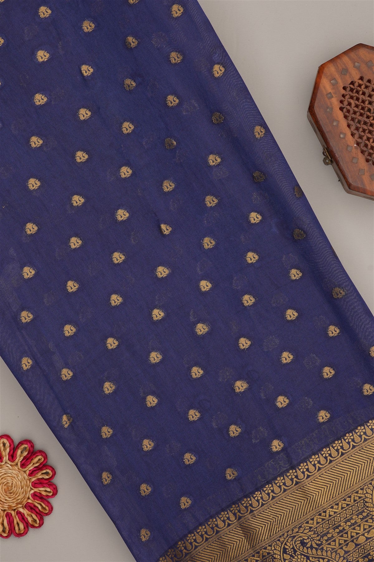 Fancy Modal Silk Kalamkari Print Navy Blue Saree