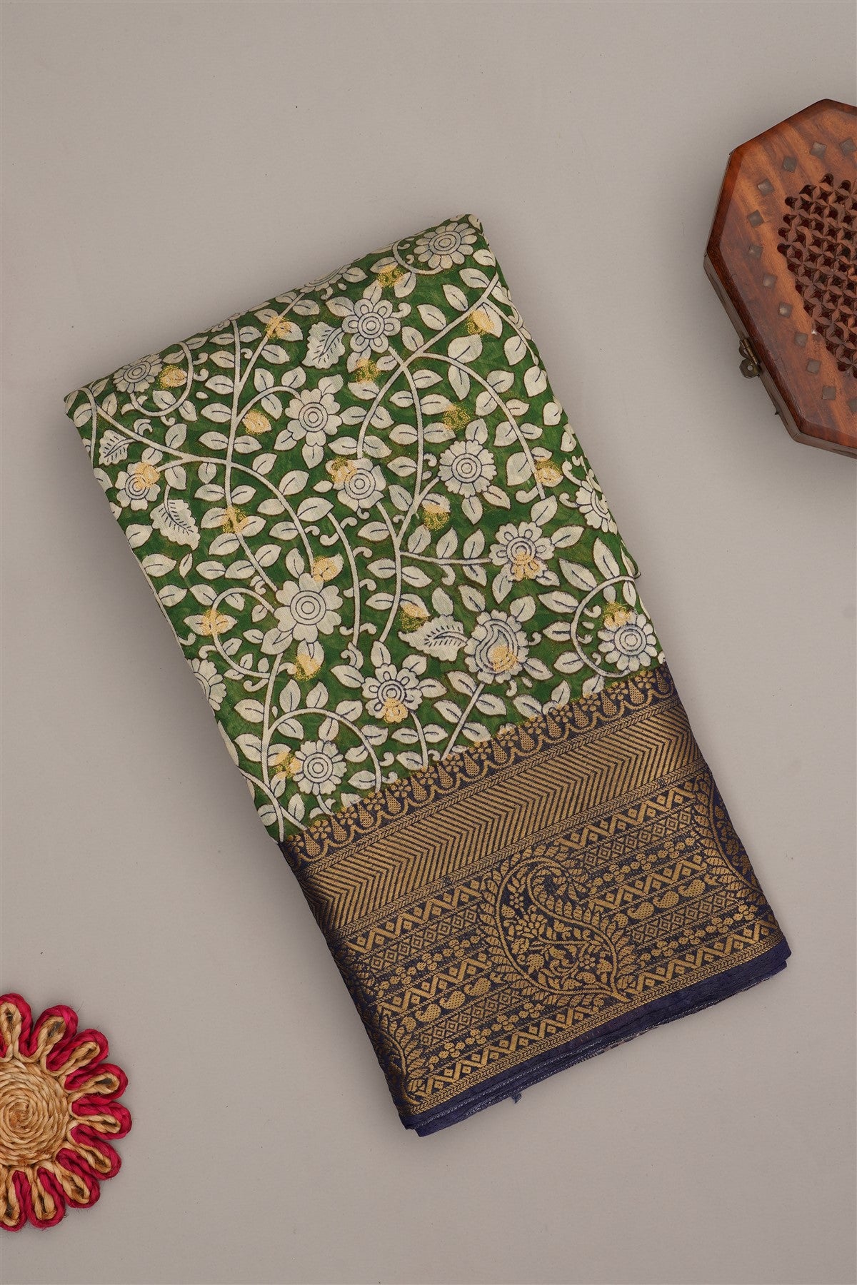 Fancy Modal Silk Kalamkari Print Green Saree