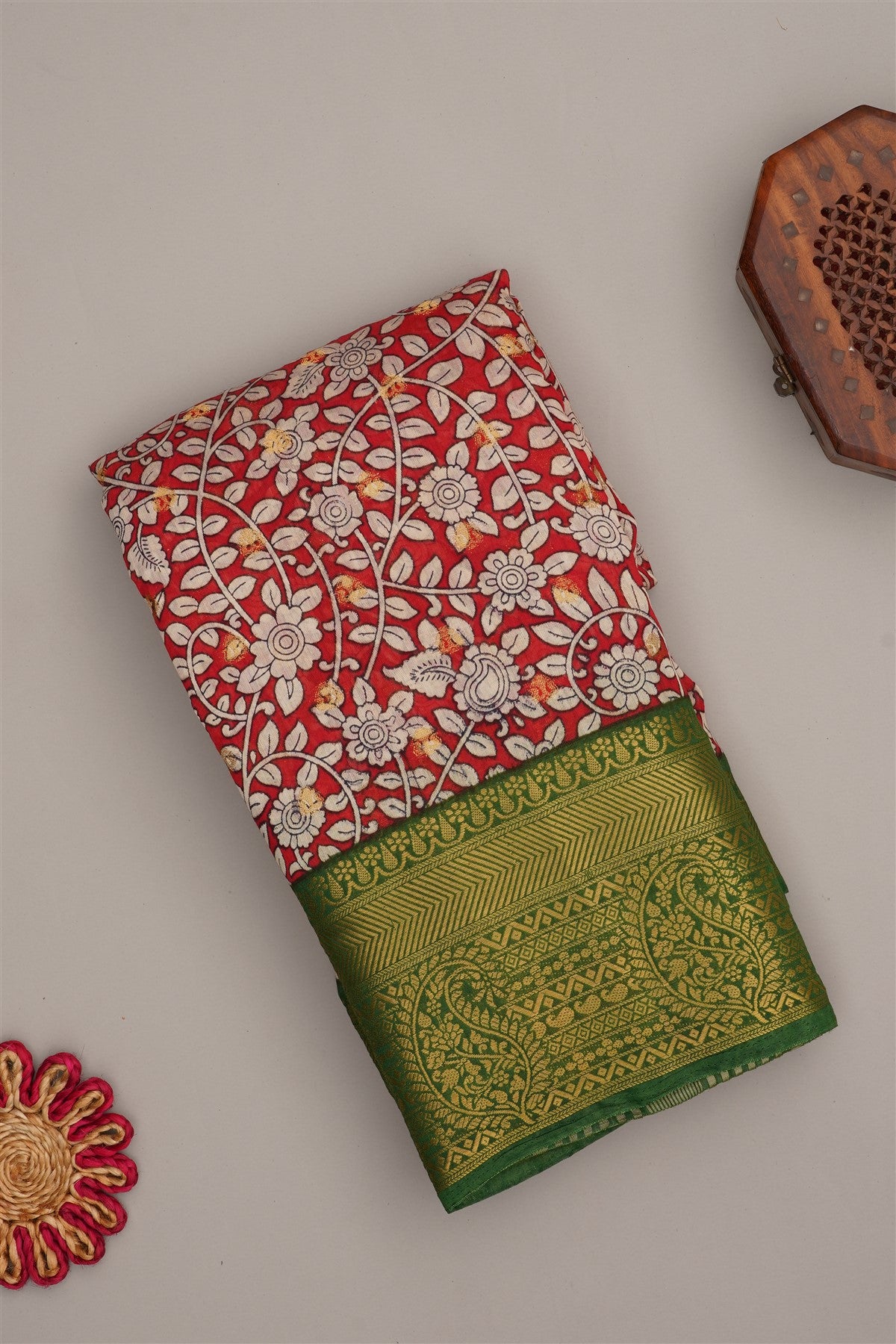 Fancy Modal Silk Kalamkari Print Maroon Saree