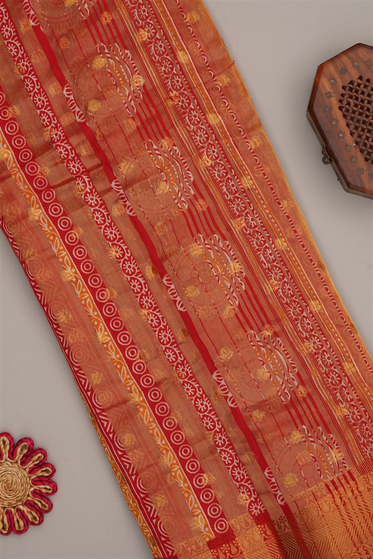 Fancy Modal Silk Kalamkari Print Mustard Saree