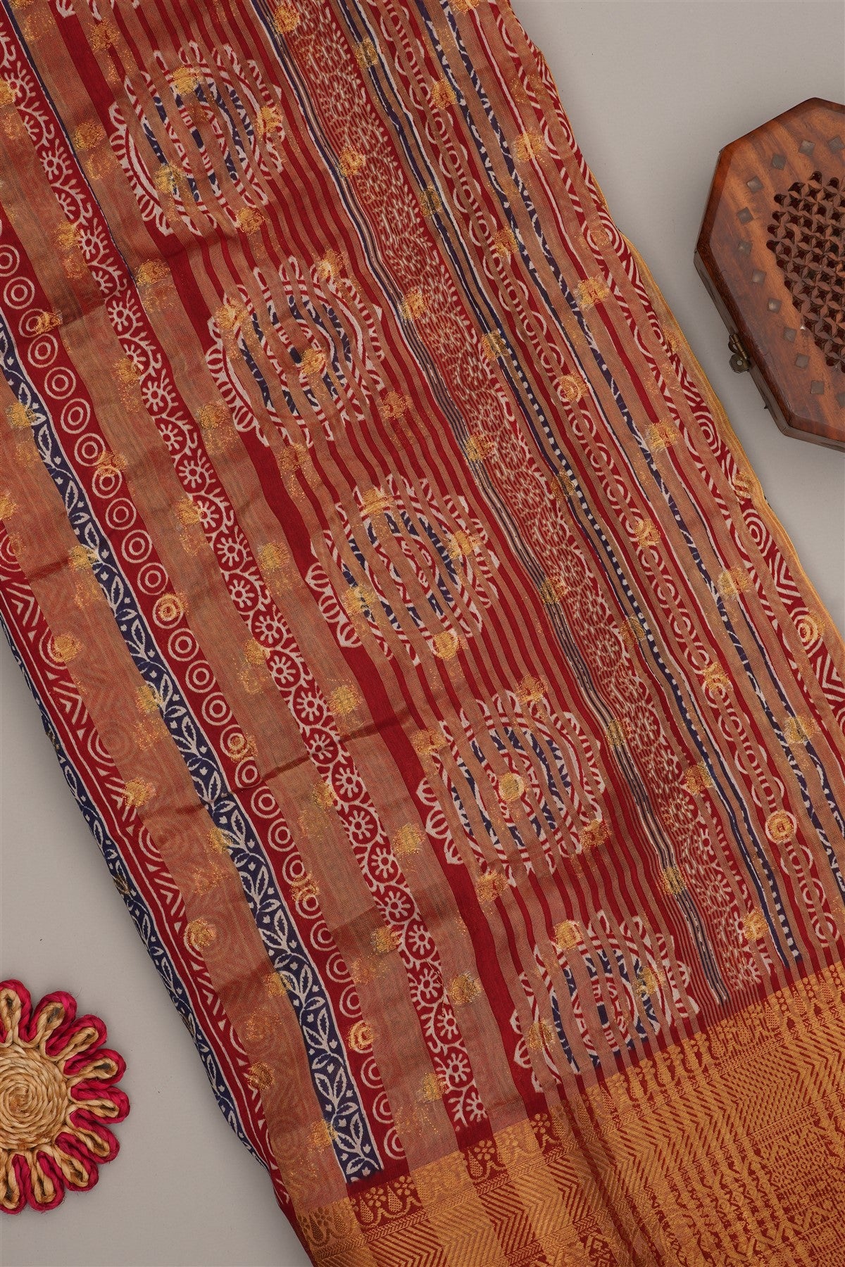 Fancy Modal Silk Kalamkari Print  Navy Blue Saree