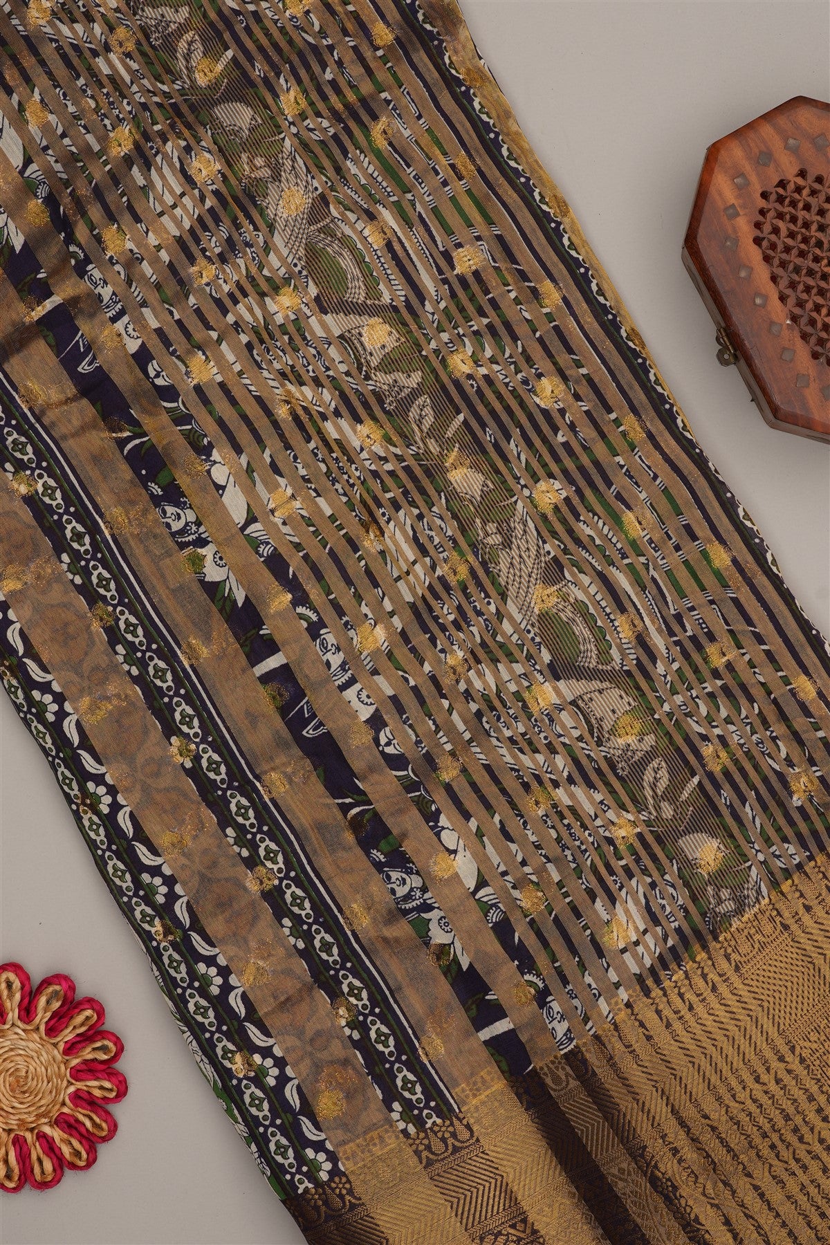 Fancy Modal Silk Kalamkari Print Green Saree