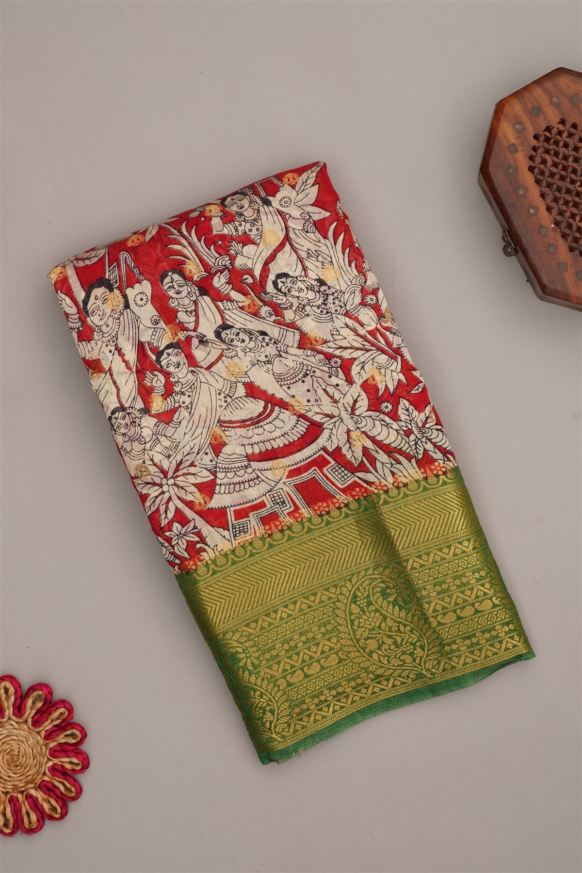 Fancy Modal Silk Kalamkari Print Maroon Saree