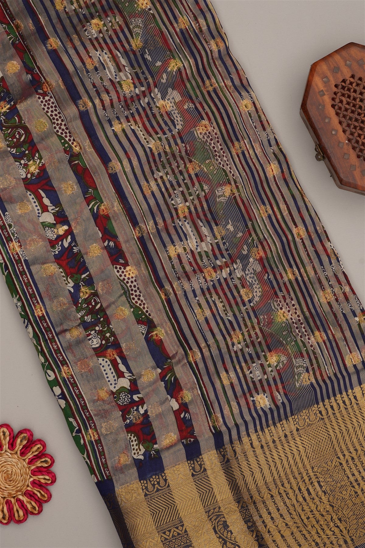 Fancy Modal Silk Kalamkari Print Green Saree