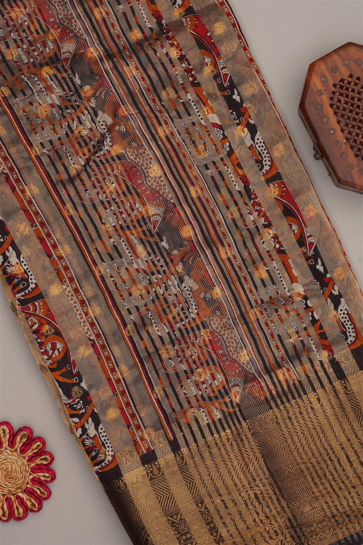Fancy Modal Silk Kalamkari Print Maroon Saree