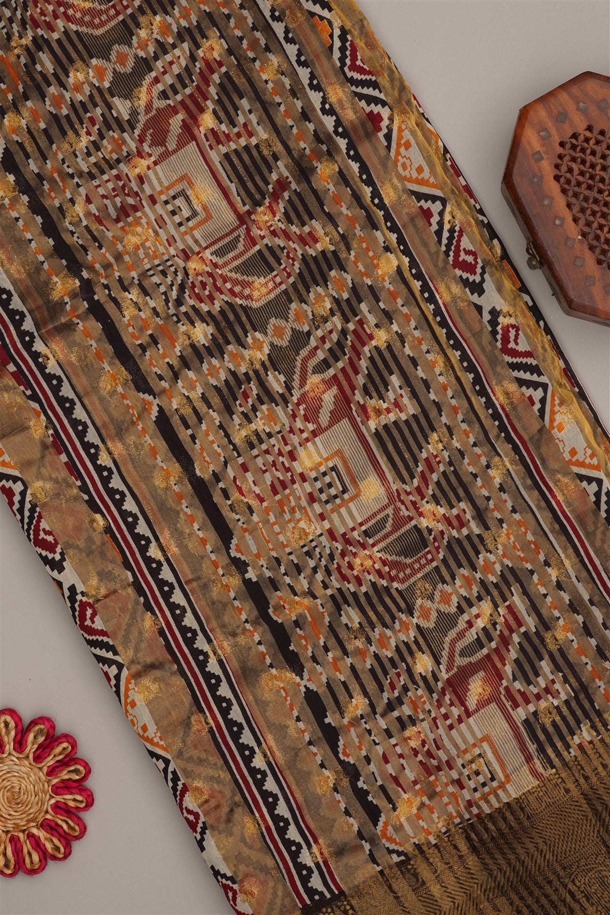 Fancy Modal Silk Kalamkari Print  Maroon Saree
