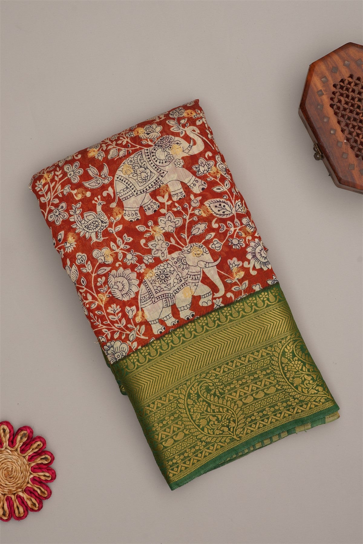 Fancy Modal Silk Kalamkari Print Maroon Saree