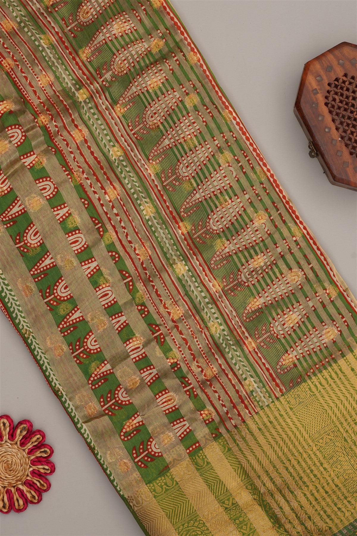 Fancy Modal Silk Kalamkari Print Brick Saree