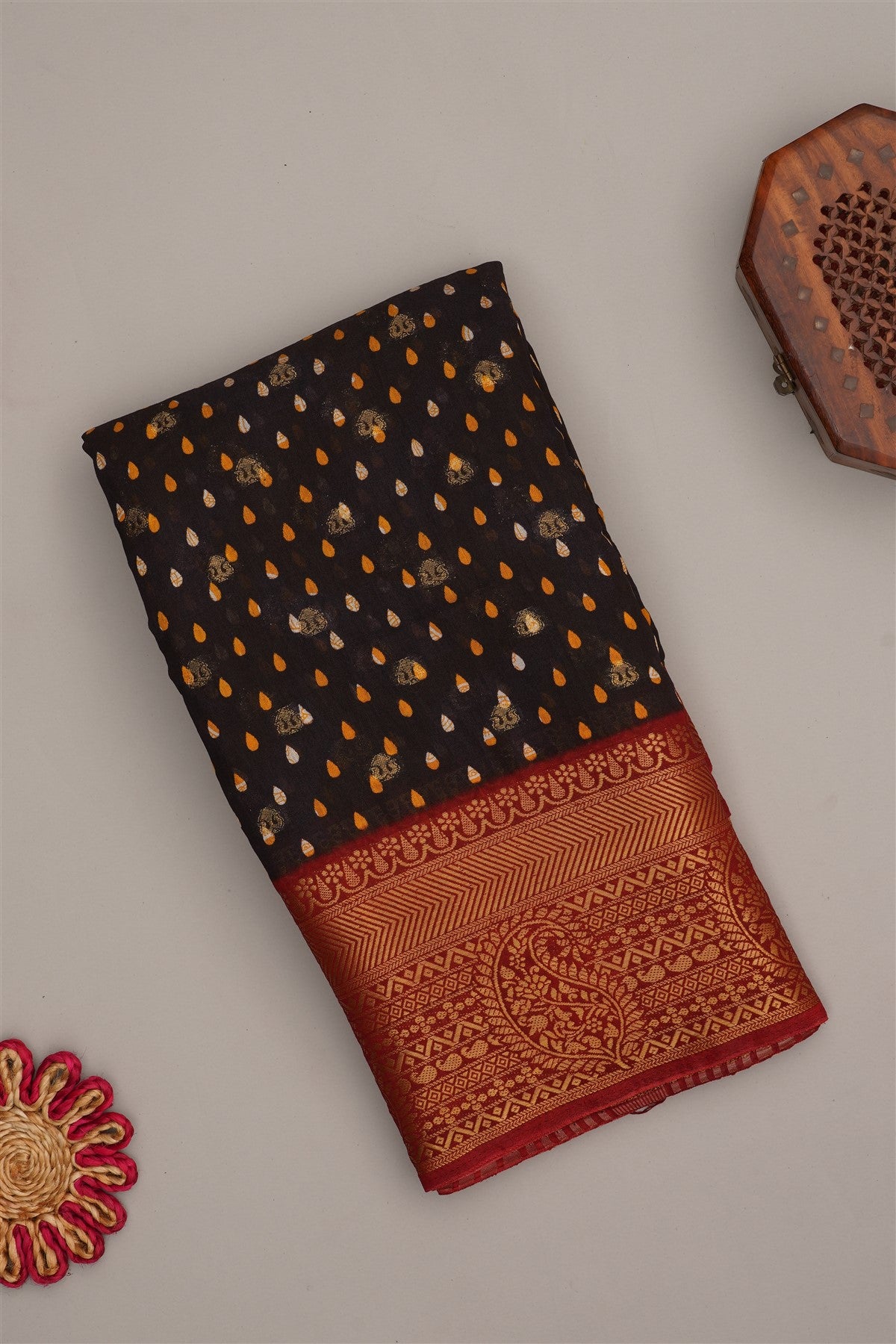 Fancy Modal Silk Kalamkari Print Dark Brown Saree