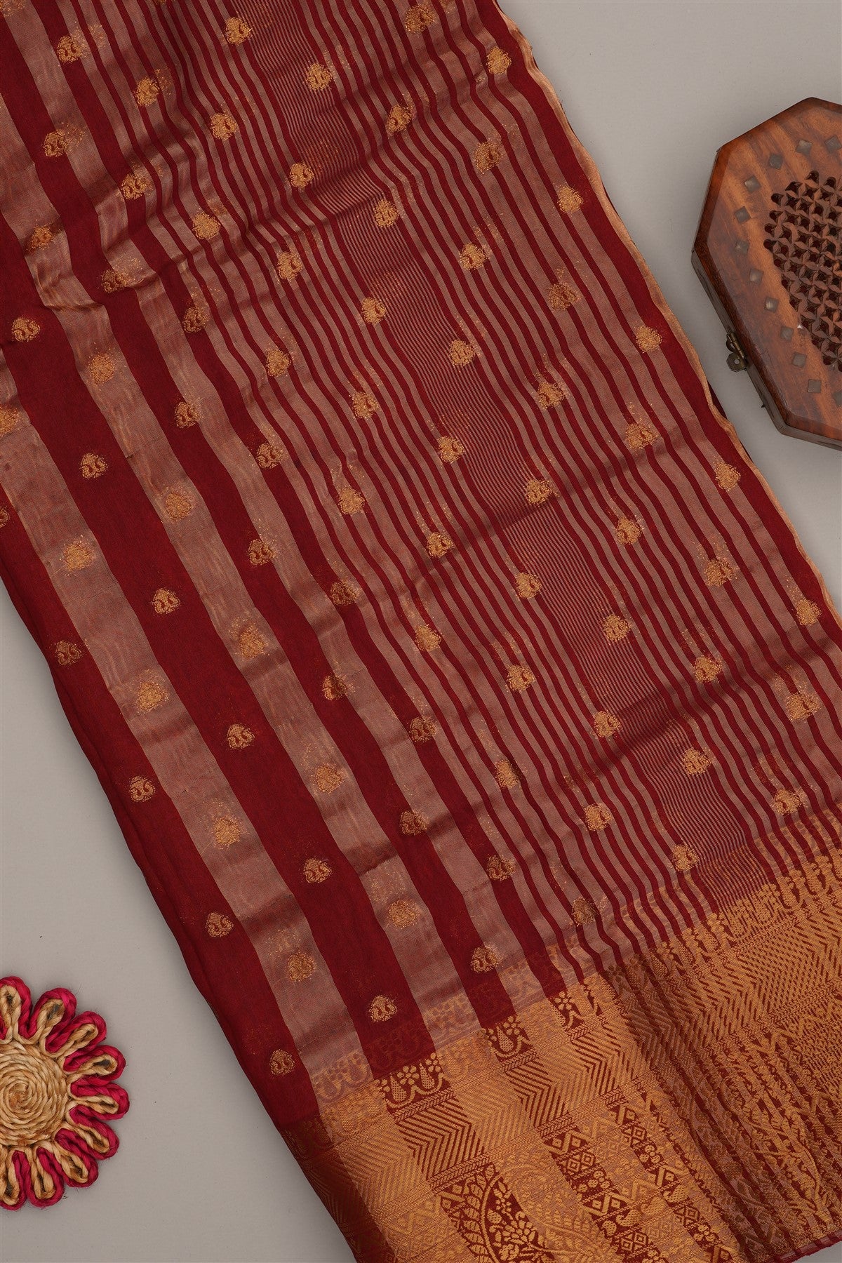 Fancy Modal Silk Kalamkari Print Dark Brown Saree