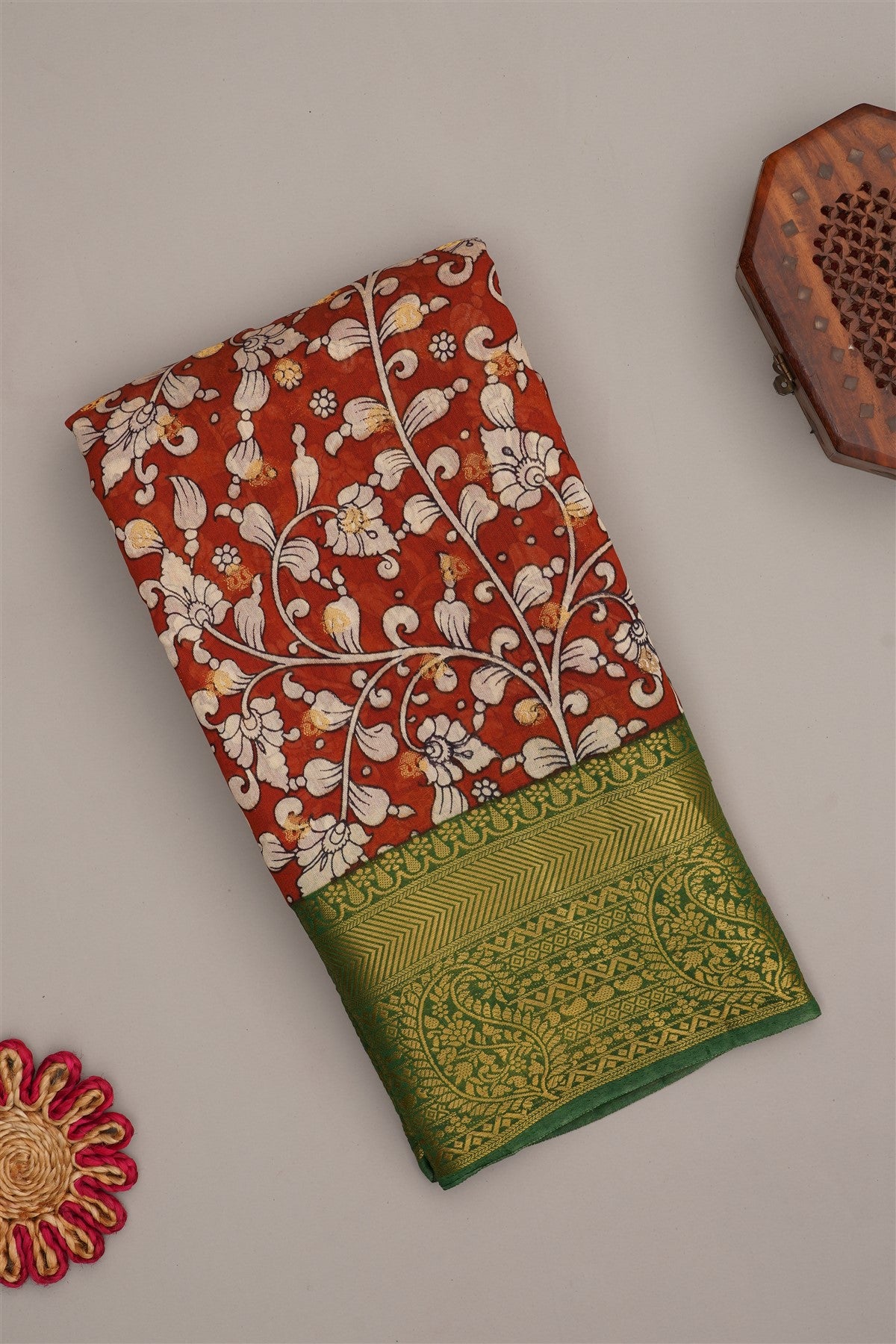 Fancy Modal Silk Kalamkari Print Maroon Saree