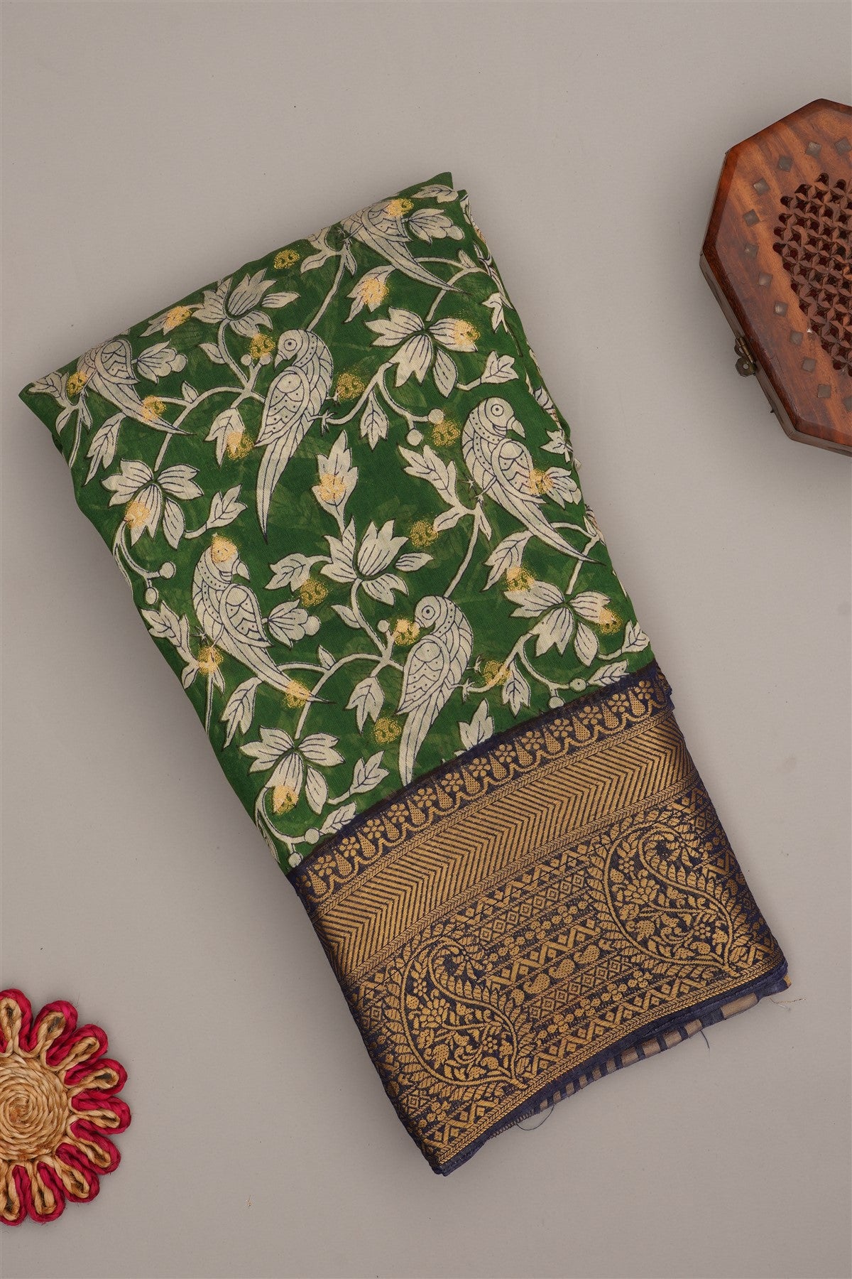 Fancy Modal Silk Kalamkari Print Green Saree