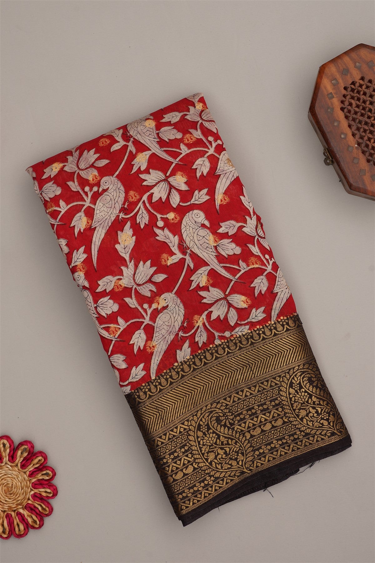 Fancy Modal Silk Kalamkari Print Maroon Saree